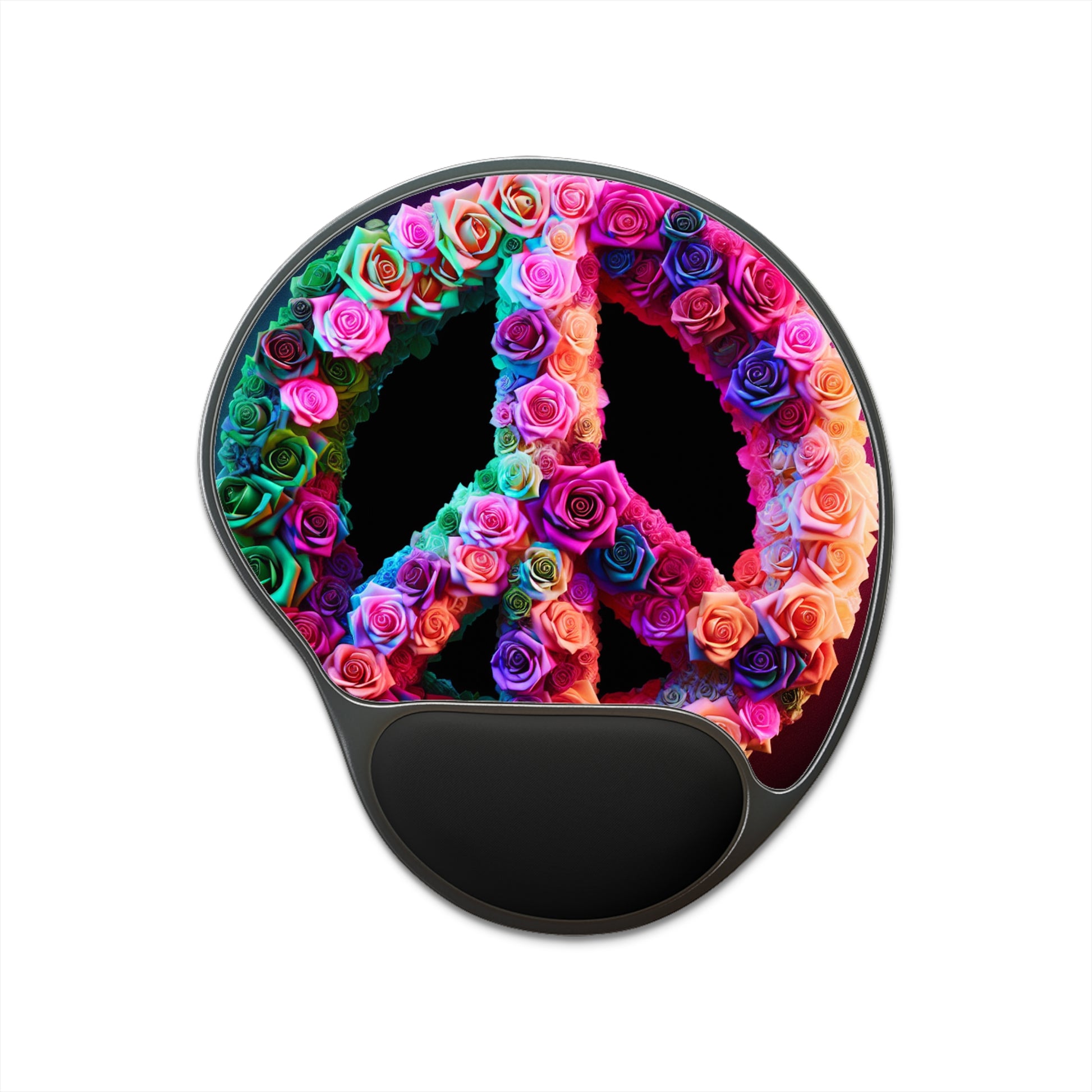 Vibrant Peace Floral Mouse Pad with Wrist Rest, Desk Accessory, Gift for Gamers, Home Office Decor, Ergonomic Mouse Pad