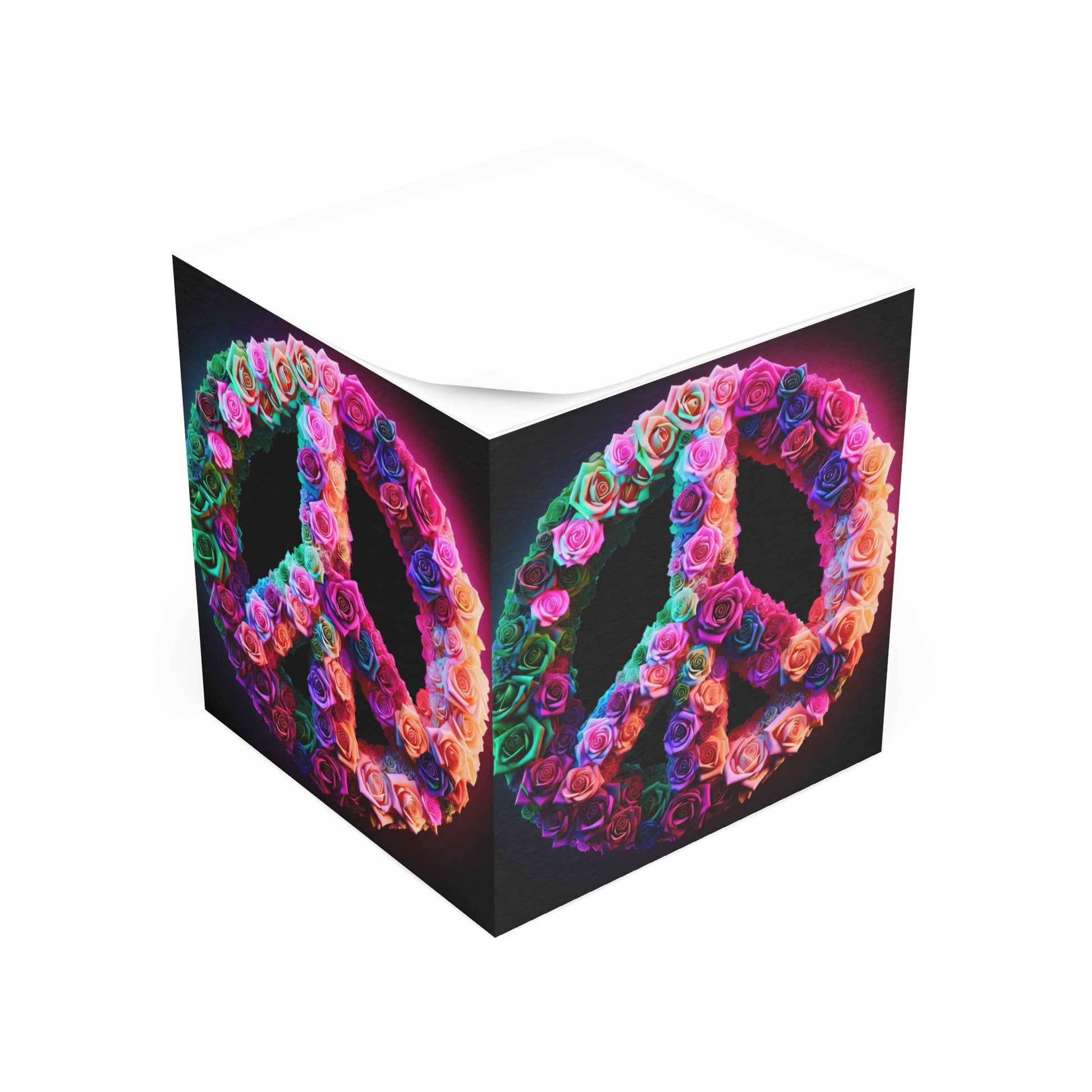 Colorful Peace Rose Note Cube - Ideal for Stationery Lovers, Office Décor, Gifts, Journaling, Positive Vibes