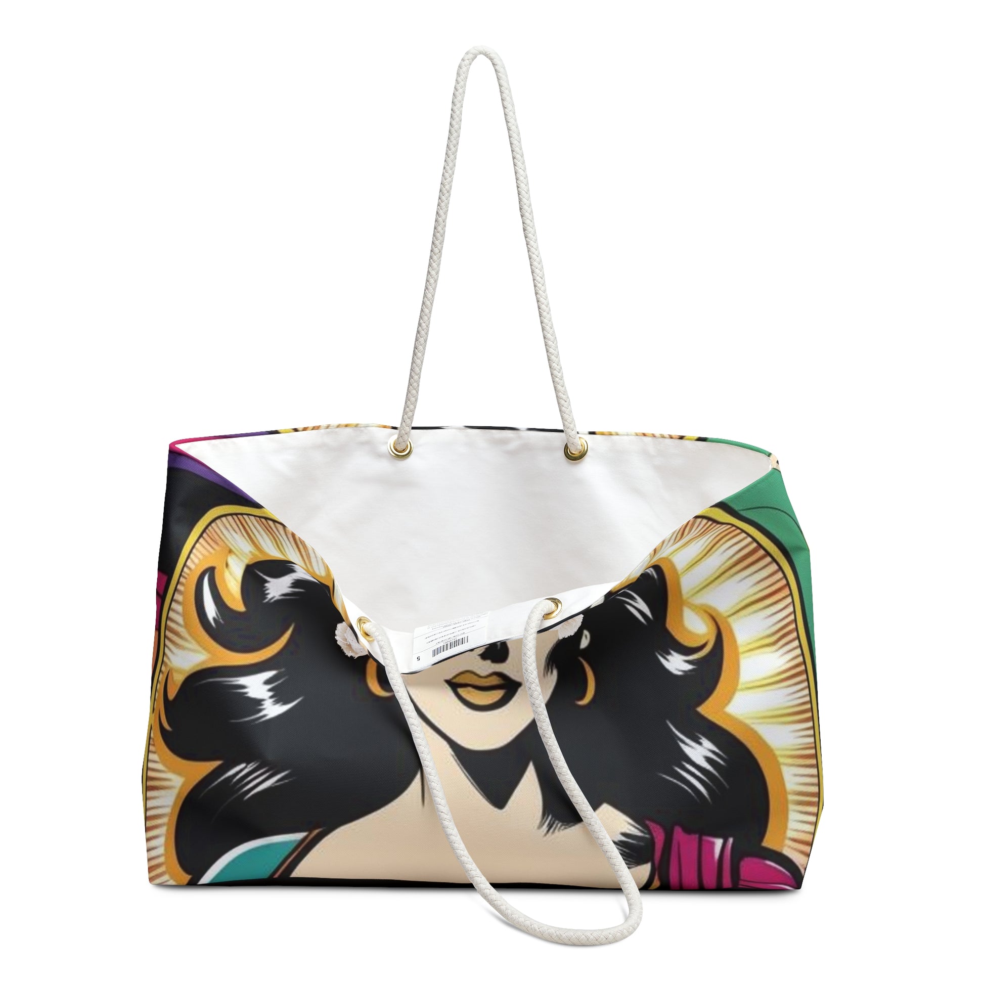 Vibrant Heroine Cosmic-Chic Weekender Bag - Pop Art Stylish Travel Tote, Gym Bag, Beach Bag, Gift for Her, Weekend Getaway