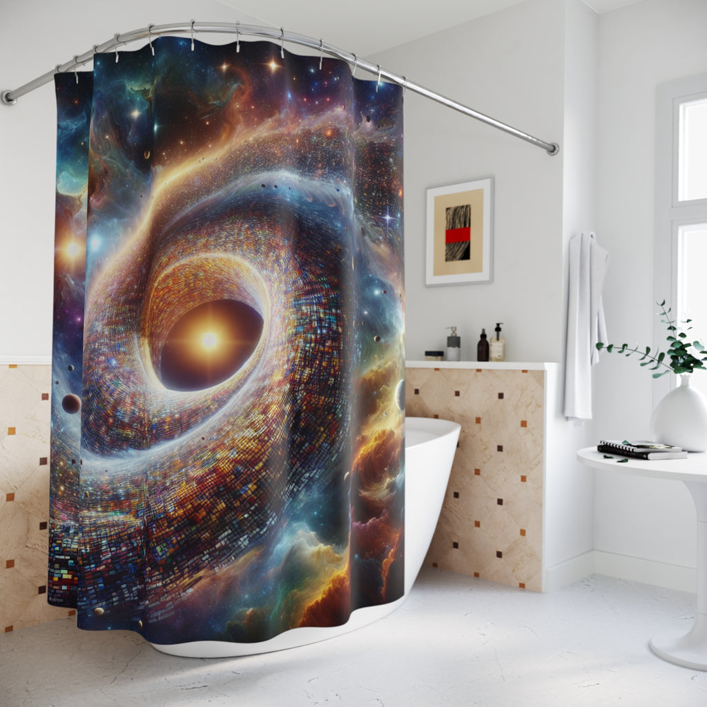 Cosmic Spiral Shower Curtain, Galaxy Bathroom Decor, Space Theme Gift, Home Aesthetic, Universe Art