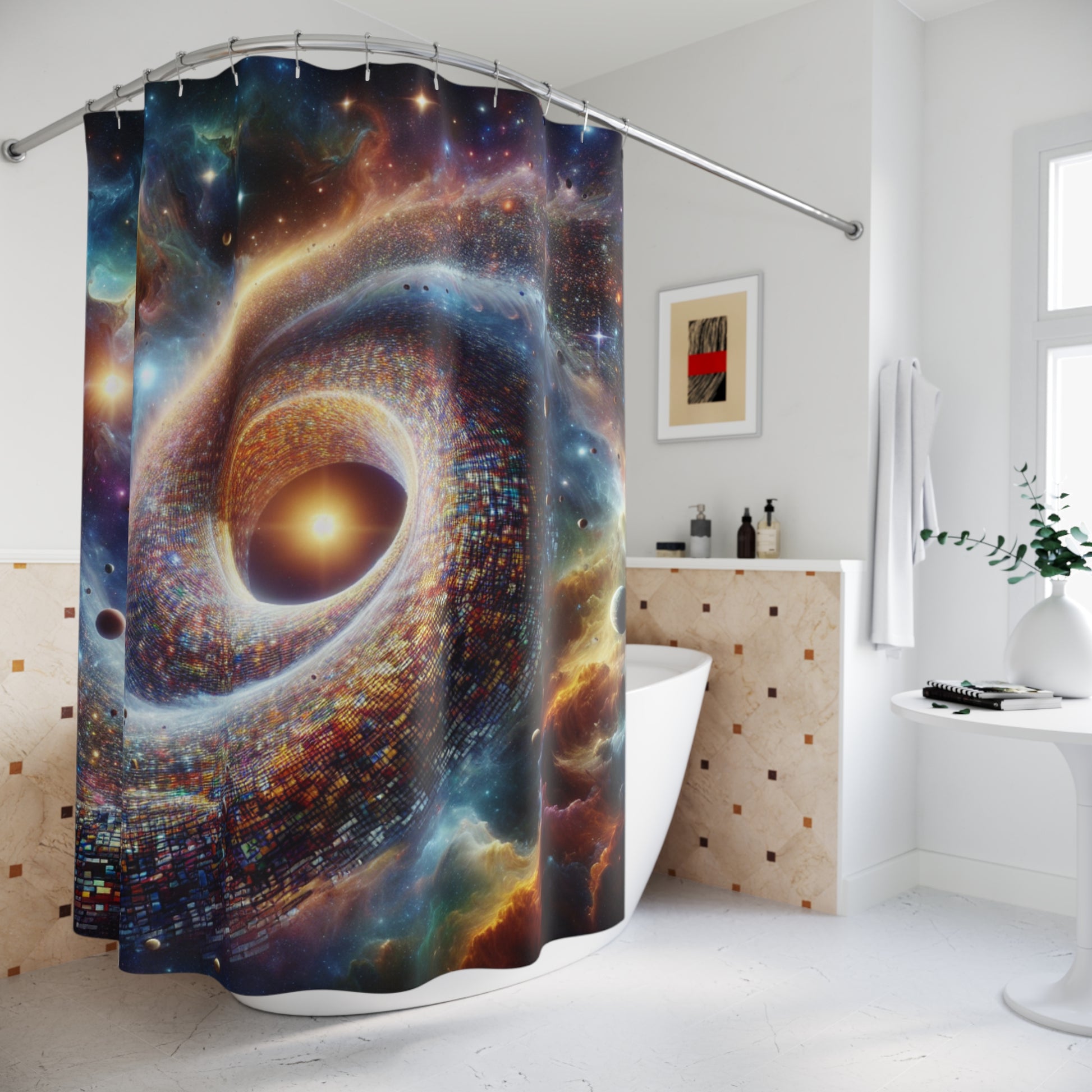 Cosmic Spiral Shower Curtain, Galaxy Bathroom Decor, Space Theme Gift, Home Aesthetic, Universe Art