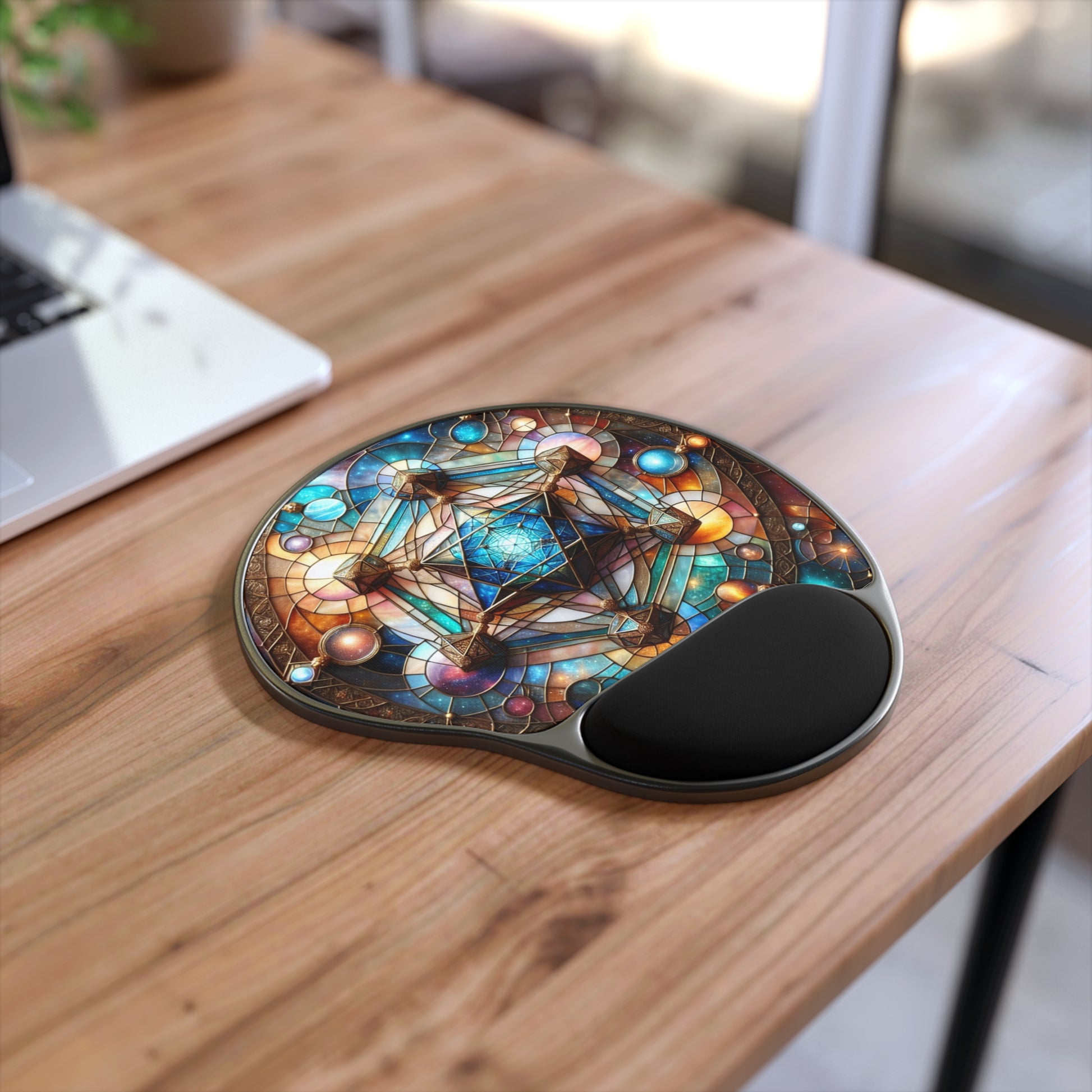 Stained Glass Mouse Pad with Wrist Rest, Elegant Desk Accessory, Perfect for Home Office, Gamer Gift, Unique Decoration