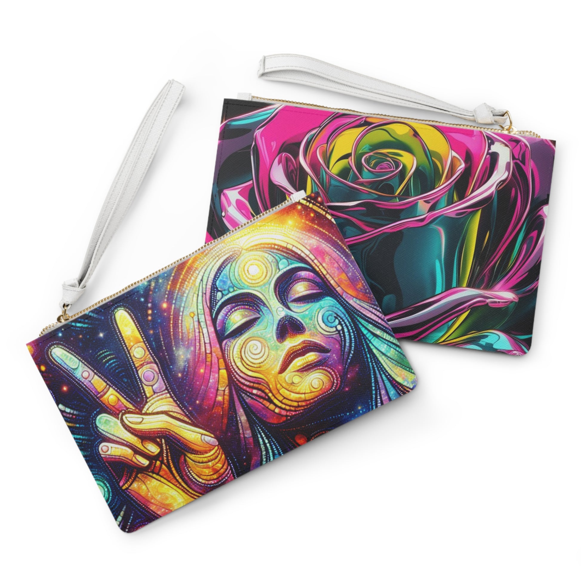 Vibrant Art Clutch Bag – Colorful Cosmic & Floral Designs | Ideal Gift for Festivals, Parties, Birthdays, or Everyday Use