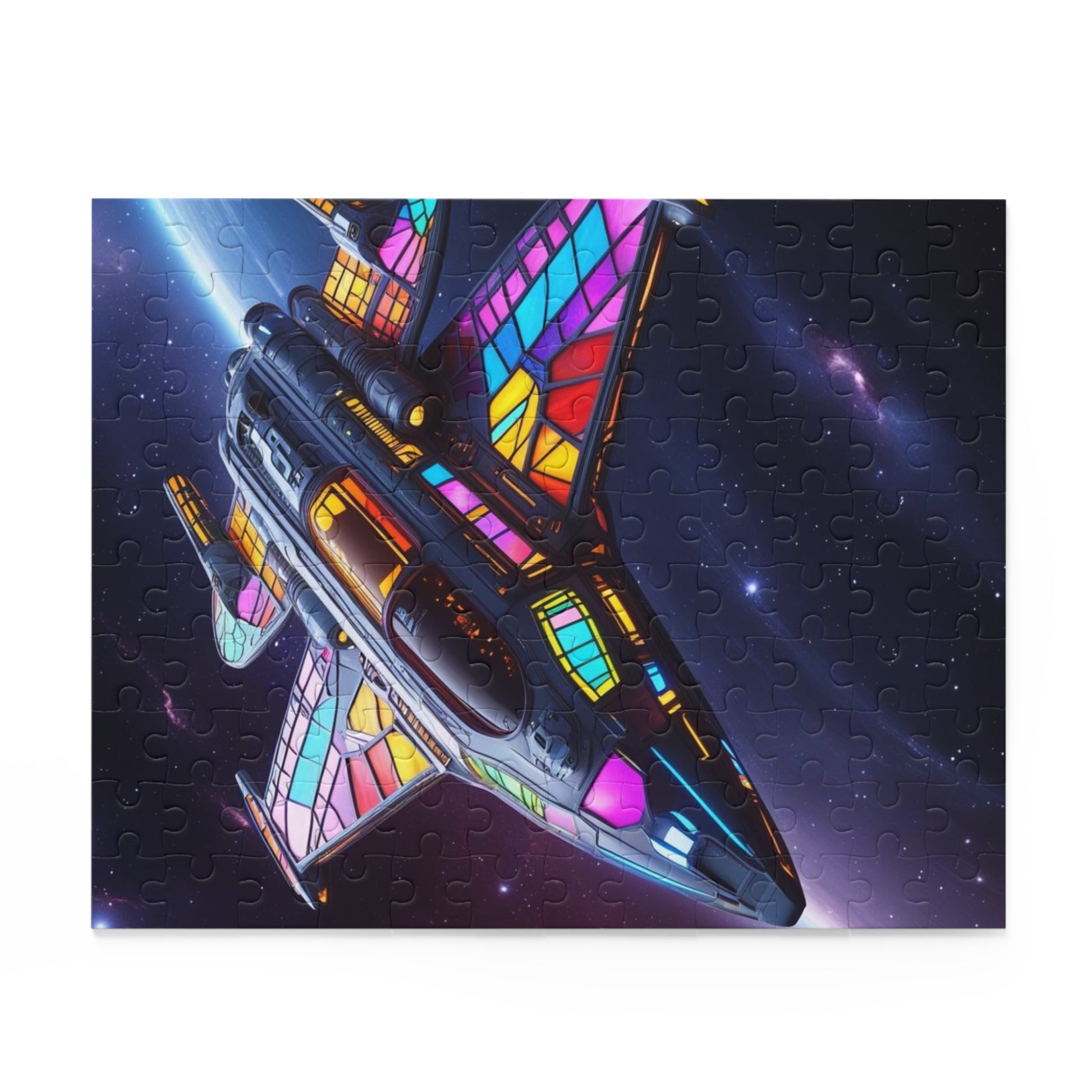 Stained Glass Space Shuttle Puzzle, 120/252/500-Piece Fun, Space-Themed Gift for Holidays, Family Game Night, and Collectors