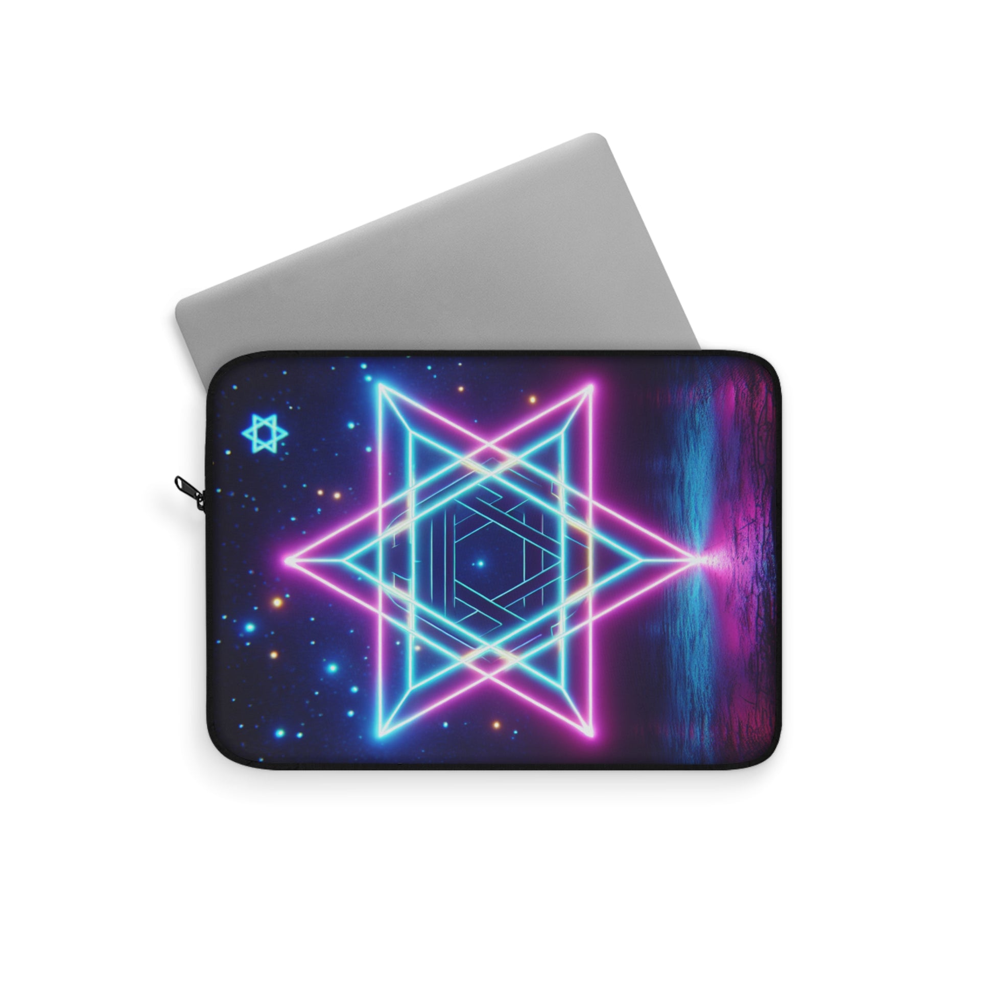 Neon Star Laptop Sleeve, Cosmic Laptop Case, Stylish Tech Accessory, Gift for Students, Vibrant Computer Sleeve, Starry Night Design