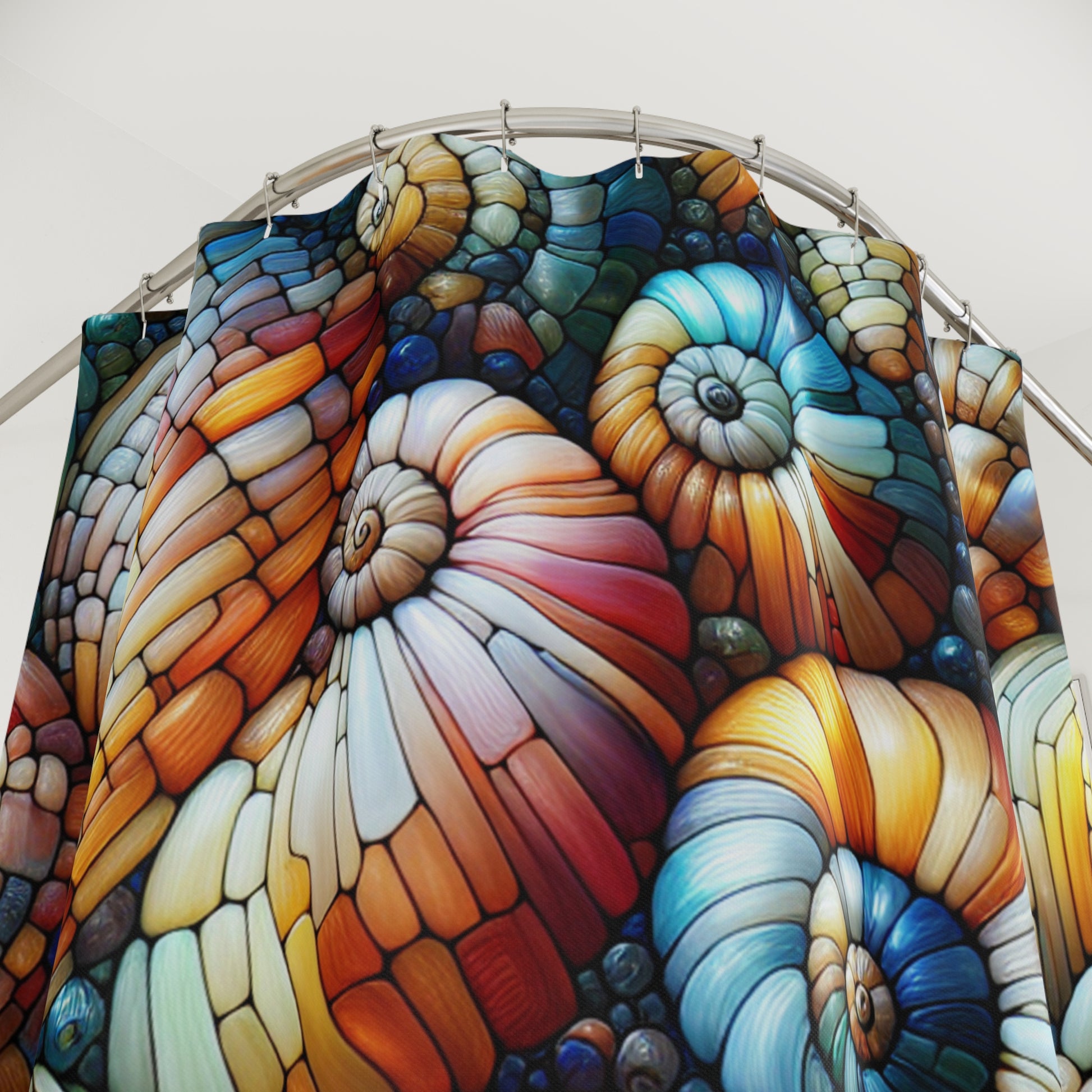 Colorful Seashell Shower Curtain, Ocean Decor, Bathroom Accessories, Nautical Theme, Coastal Home Decor, Beach House Gift