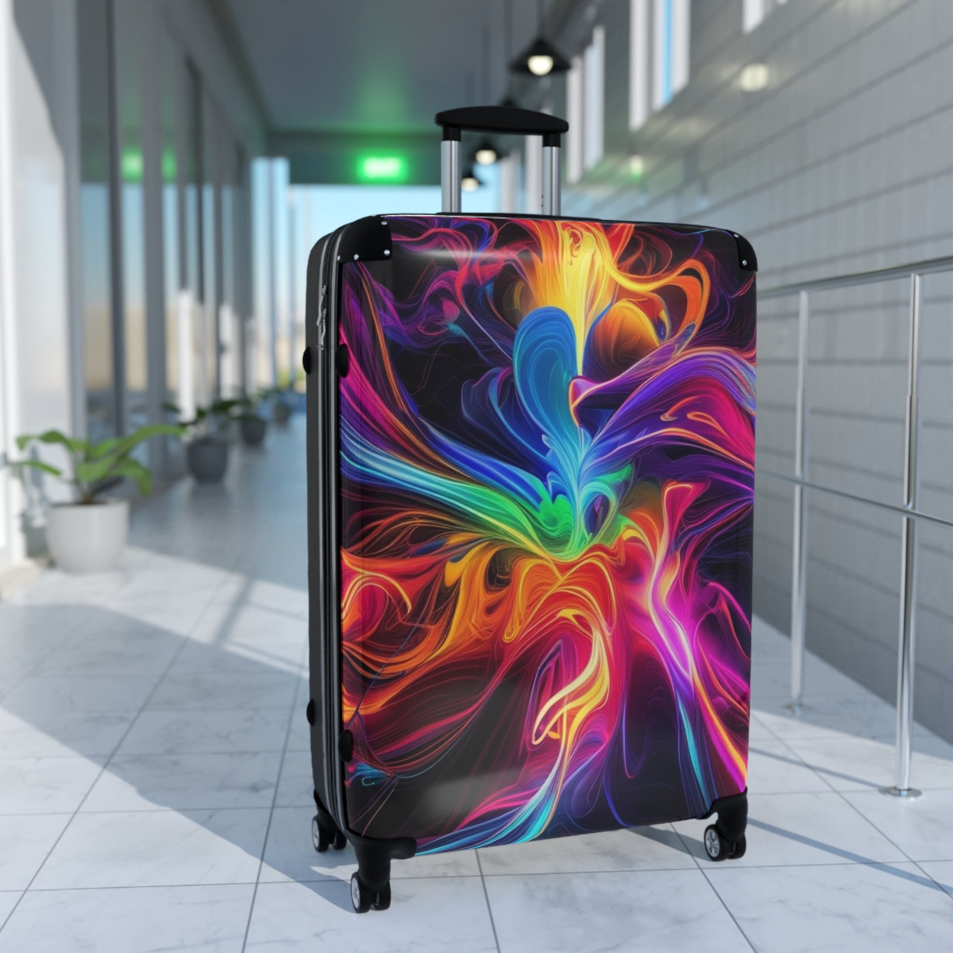 Vibrant Abstract Suitcase, Colorful Luggage, Travel Accessory, Unique Carry-On, Stylish Weekend Bag, Bold Art Suitcase