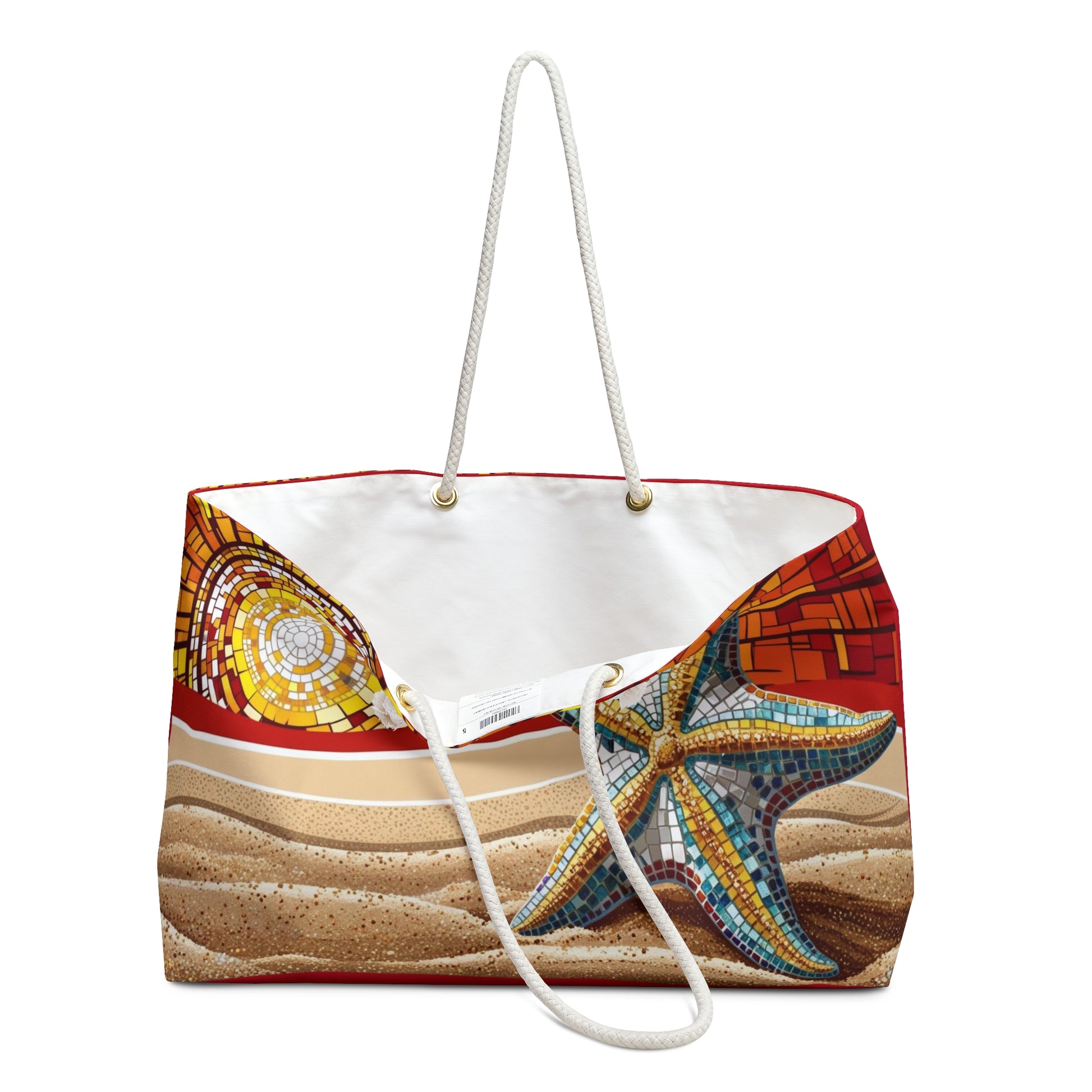 Beachy Weekender Bag, Summer Tote, Vacation Carryall, Coastal Travel Bag, Starfish Print, Perfect for Beach Trips, Summer Adventures