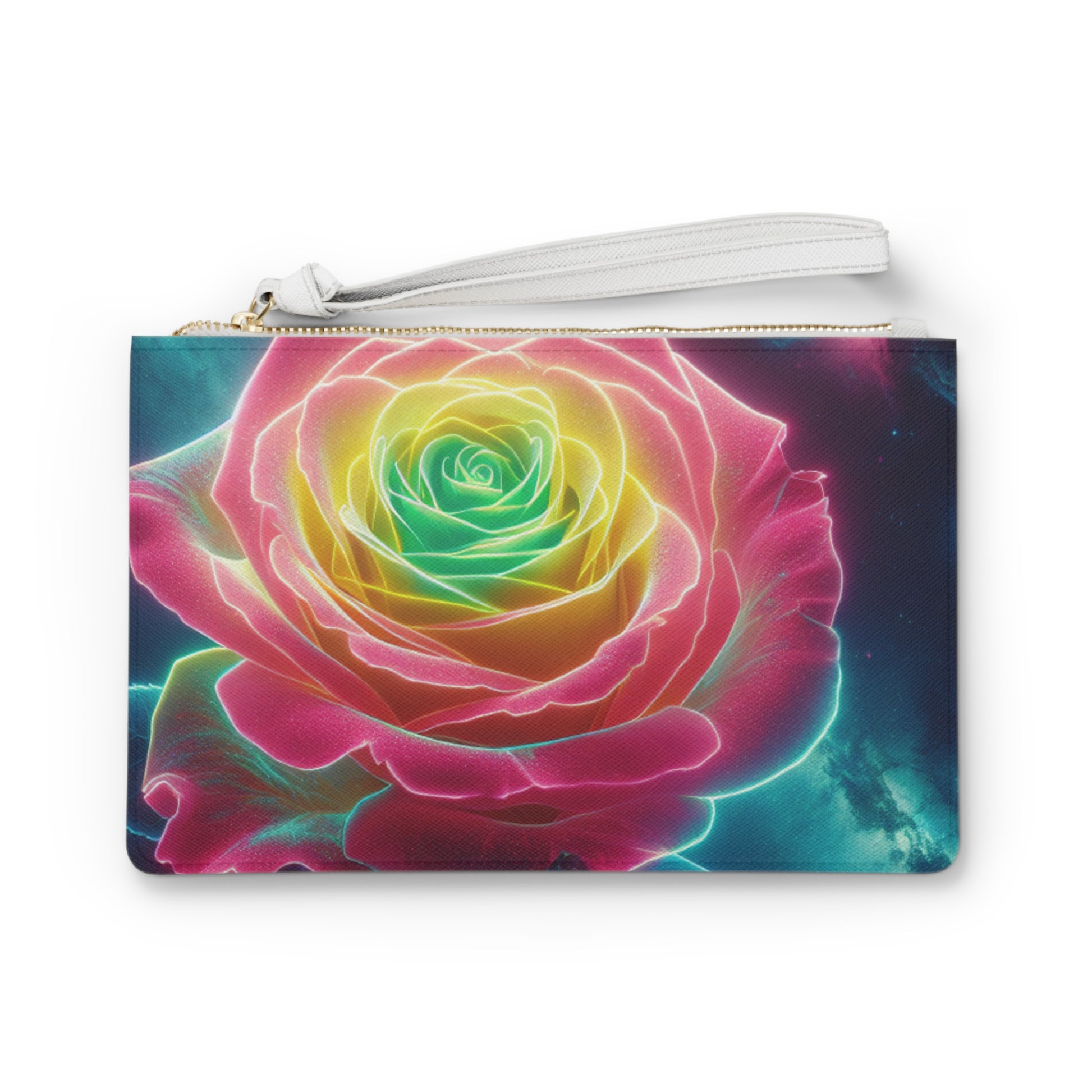 Colorful Clutch Bag, Neon Rose Clutch, Funky Purse, Festival Accessory, Vibrant Night Out Bag, Unique Gift