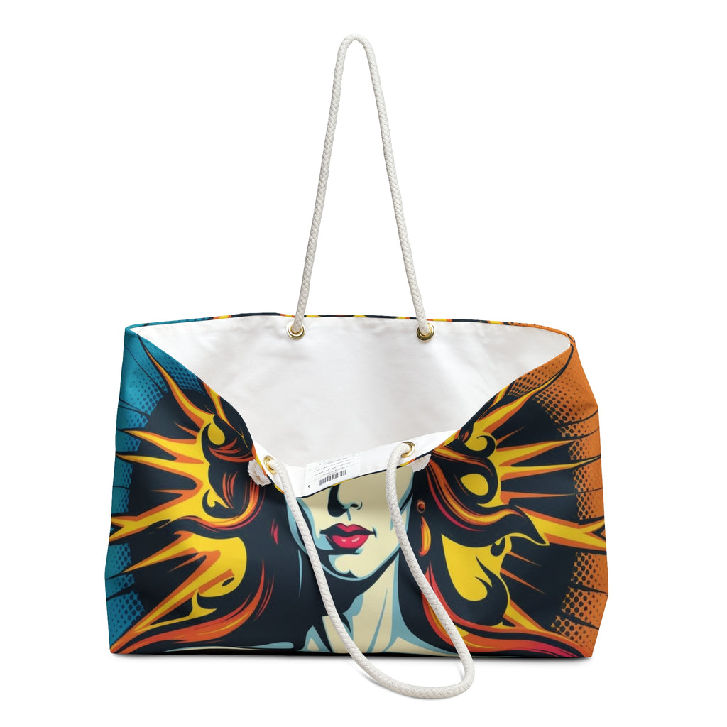 Pop Art Weekender Bag, Heroine Divine Feminine Carry-On, Goddess Cary-On, Comic-Chic Travel Bag, Weekend Getaway Tote