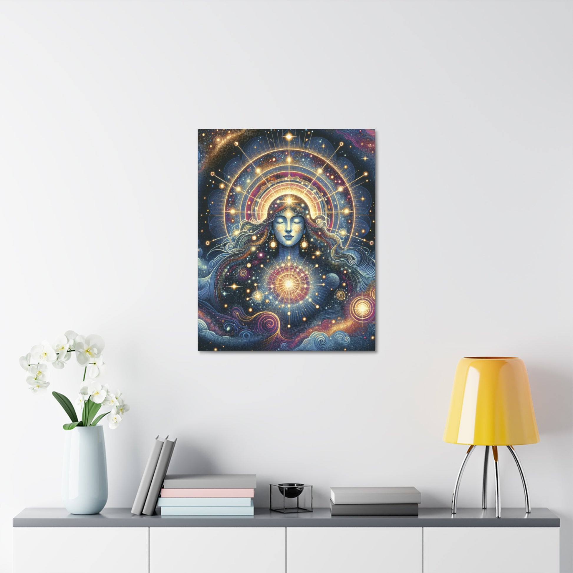 Cosmic Goddess Canvas Art, Spiritual Wall Decor, Meditation Artwork, Mystical Home Decor, Gift for Dreamers