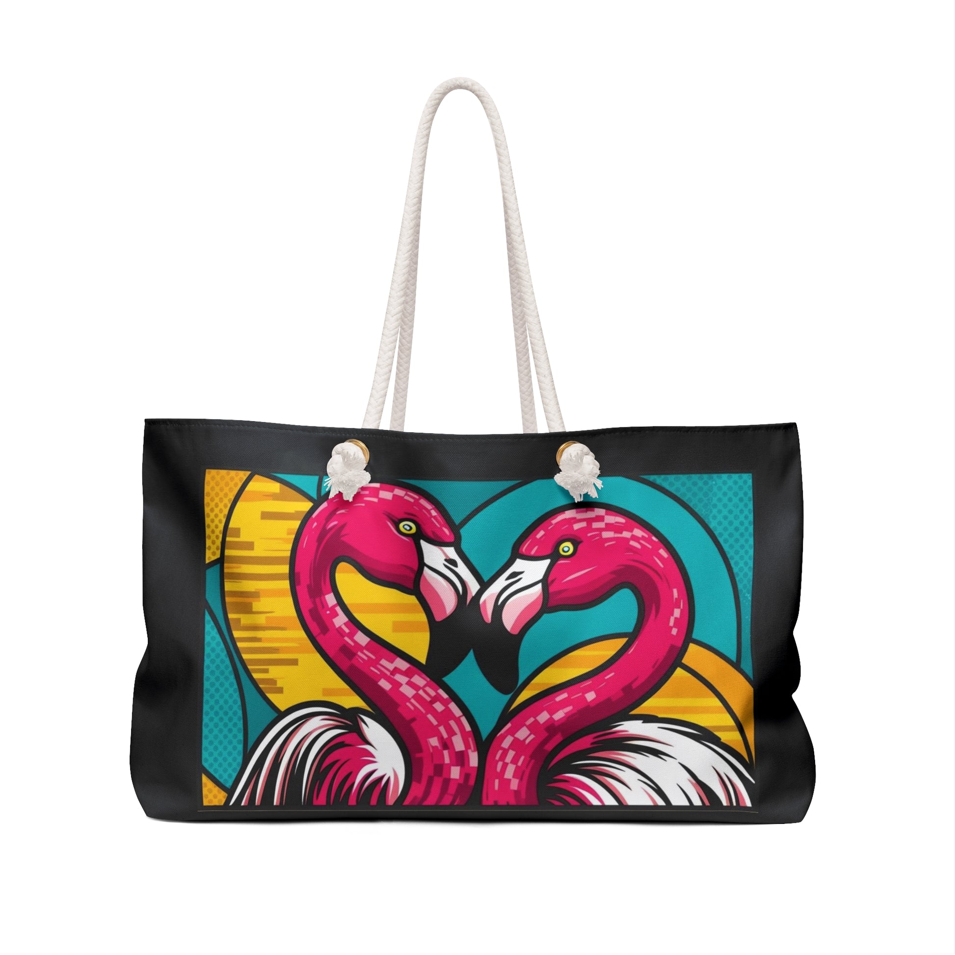 Flamingo Love Weekender Pop Art Bag | Beach Tote, Travel Bag, Summer Getaway, Gift for Her, Tropical Vibes, Adventure Bag