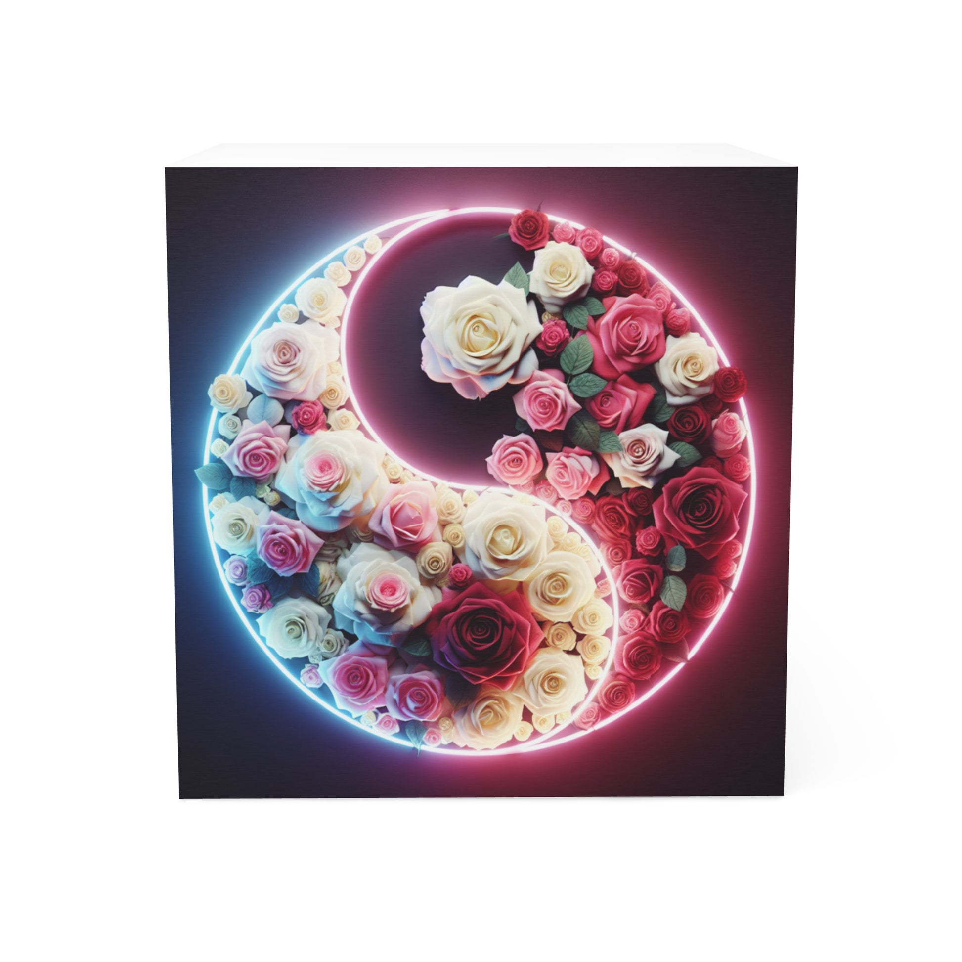 Floral Yin Yang Note Cube - Cute Desk Organizer, Stationery Essential, Office Decor, Gift for Writing Lovers, Home Office Must-Have
