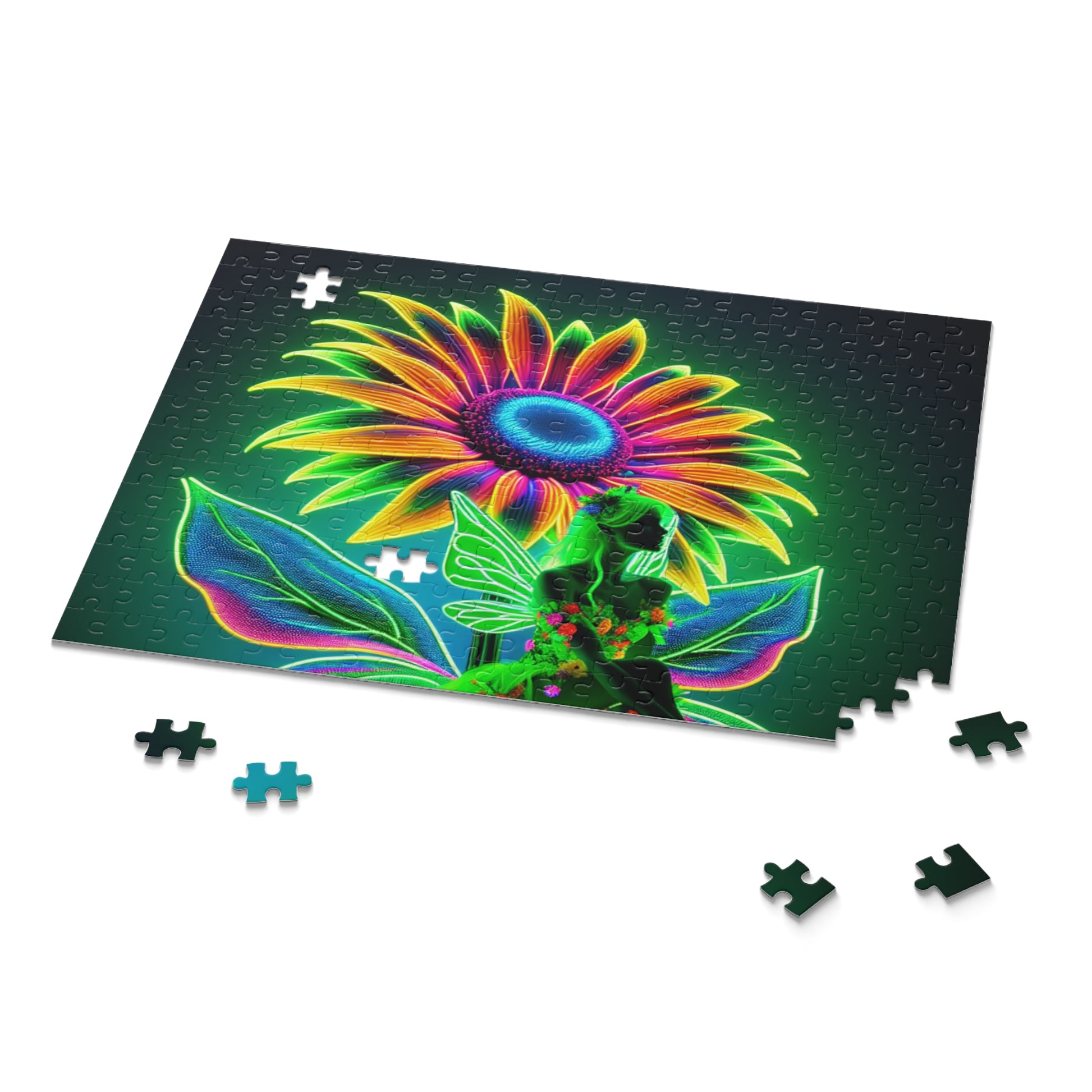 Neon Floral Puzzle (120, 252, 500-Piece) - Colorful Home Décor, Gift for Puzzle Lovers, Bright Art Piece, Stress Relief Activity, [...]
