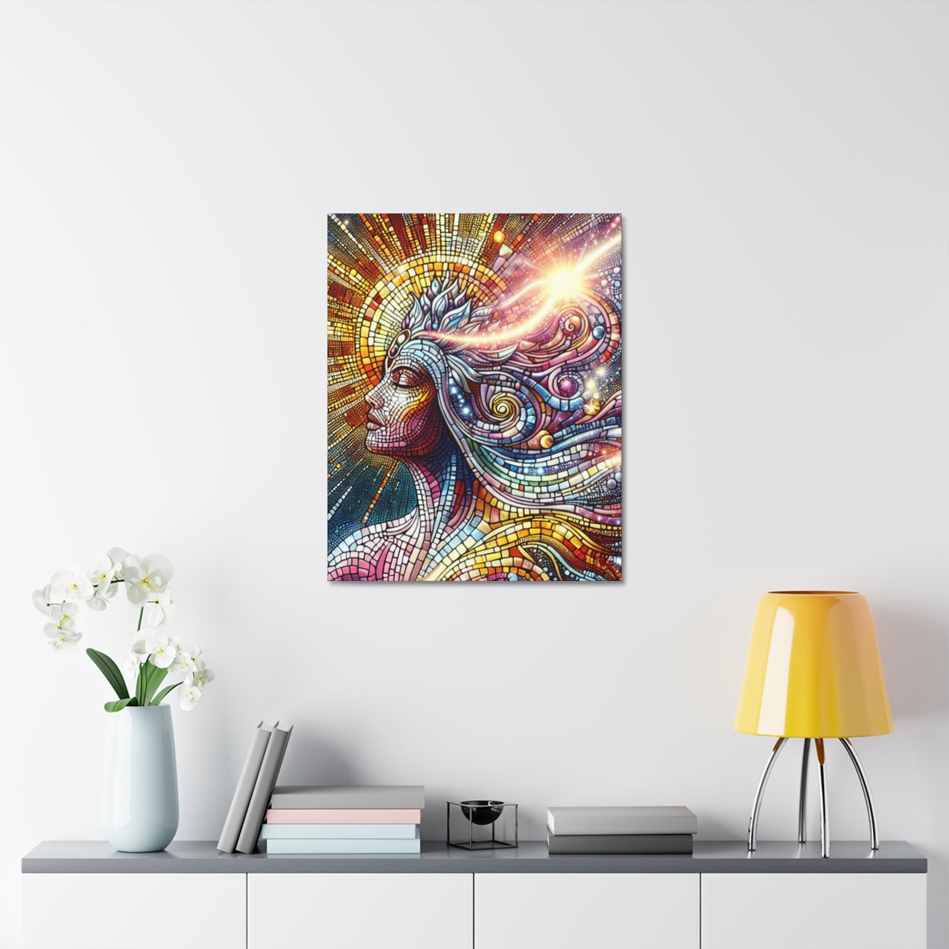Vibrant Mosaic Art Canvas Wall Decor, Colorful Home Aesthetic, Unique Gift for Art Lovers, Bohemian Style Wall Art