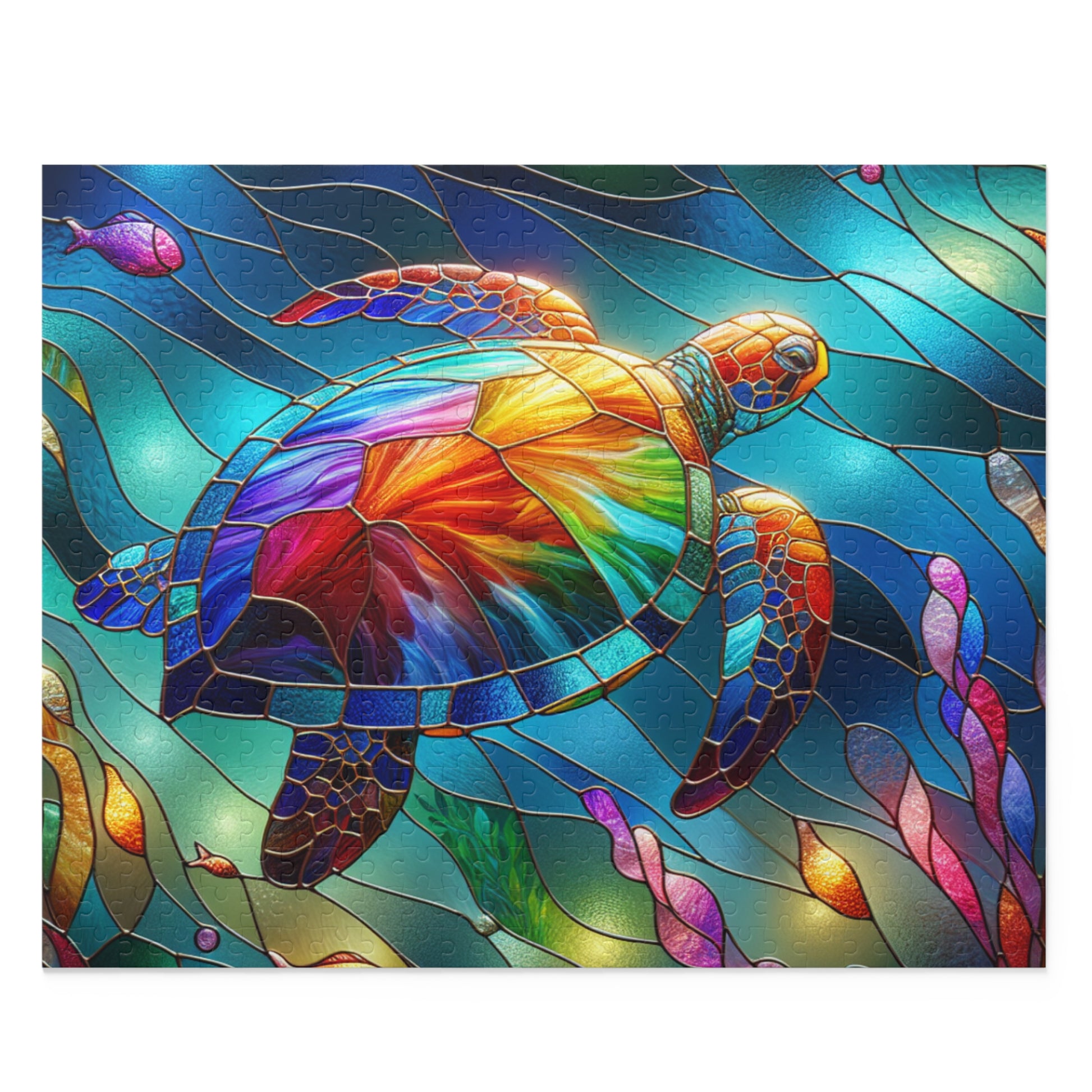 Vibrant Sea Turtle Puzzle (120, 252, 500-Piece) - Colorful Art, Ocean Decor, Family Game, Gift for Animal Lovers, Educational Fun