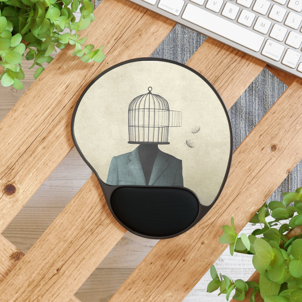 Skull & Crossbones Mouse Pad with Wrist Rest - Edgy Office Decor, Gamer Gift, Unique Desk Accessory, Computer Accessories, Halloween Vibe