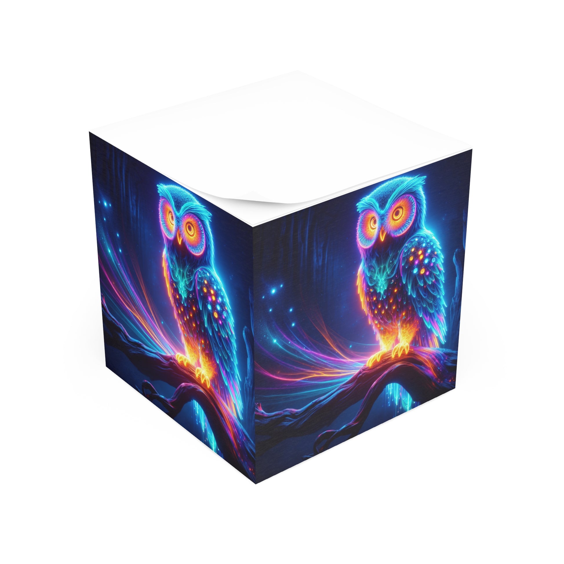 Colorful Owl Note Cube, Neon Owl Stationery, Cute Office Supplies, Unique Desk Decor, Owl Lover Gift, Funky Note Pad