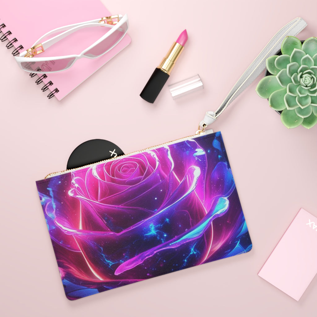 Cosmic Art Clutch Bag - Magical Rose & Lion Designs, Festival Accessory, Gift for Her, Evening Purse, Dreamy Vibes, Boho Style