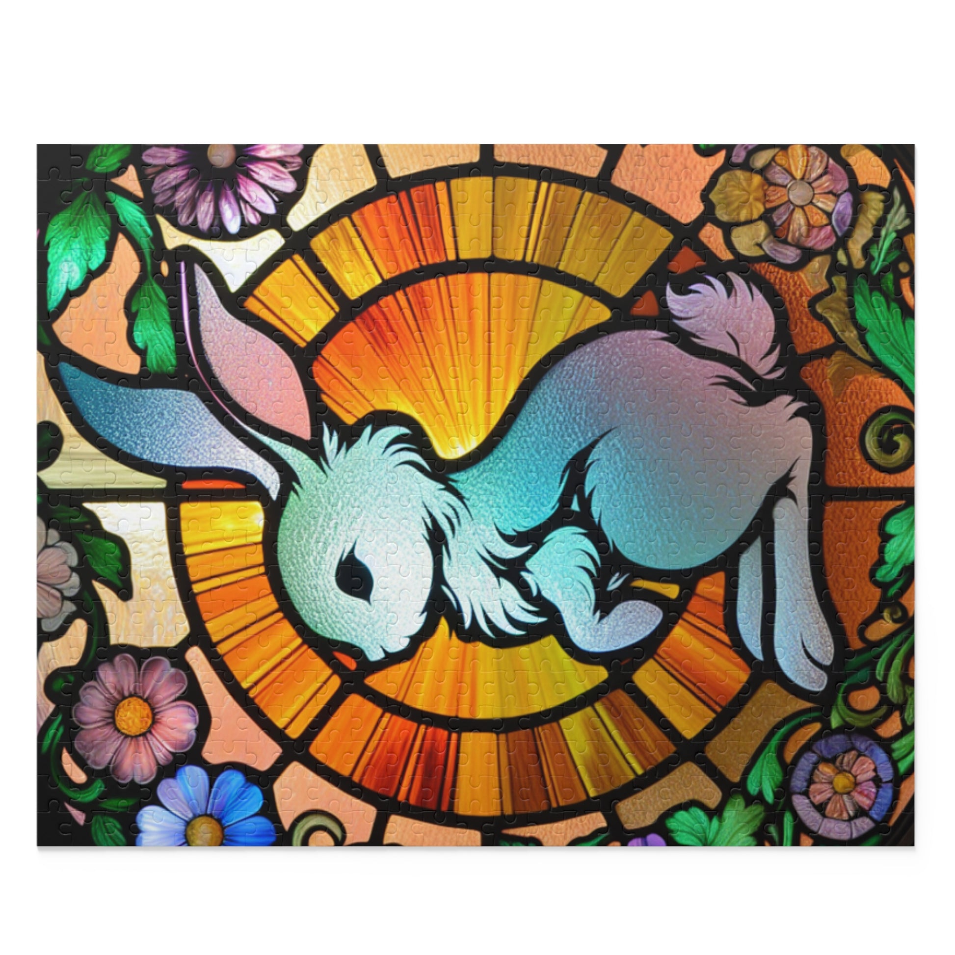 Stained Glass Bunny Puzzle - Perfect for Spring, Easter Decorations, Family Fun, Art Lovers, Unique Gift Idea