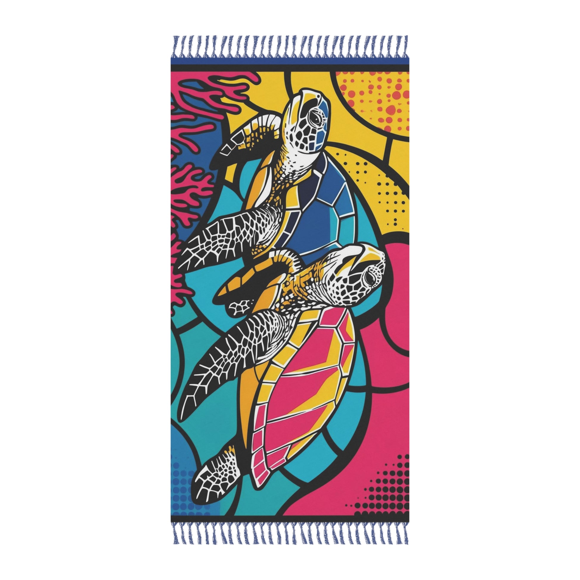 Colorful Beach Towel with Sea Turtles Design, Summer Gift, Pool Essentials, Bohemian Decor, Vacation Vibes, Tropical Beach Decor