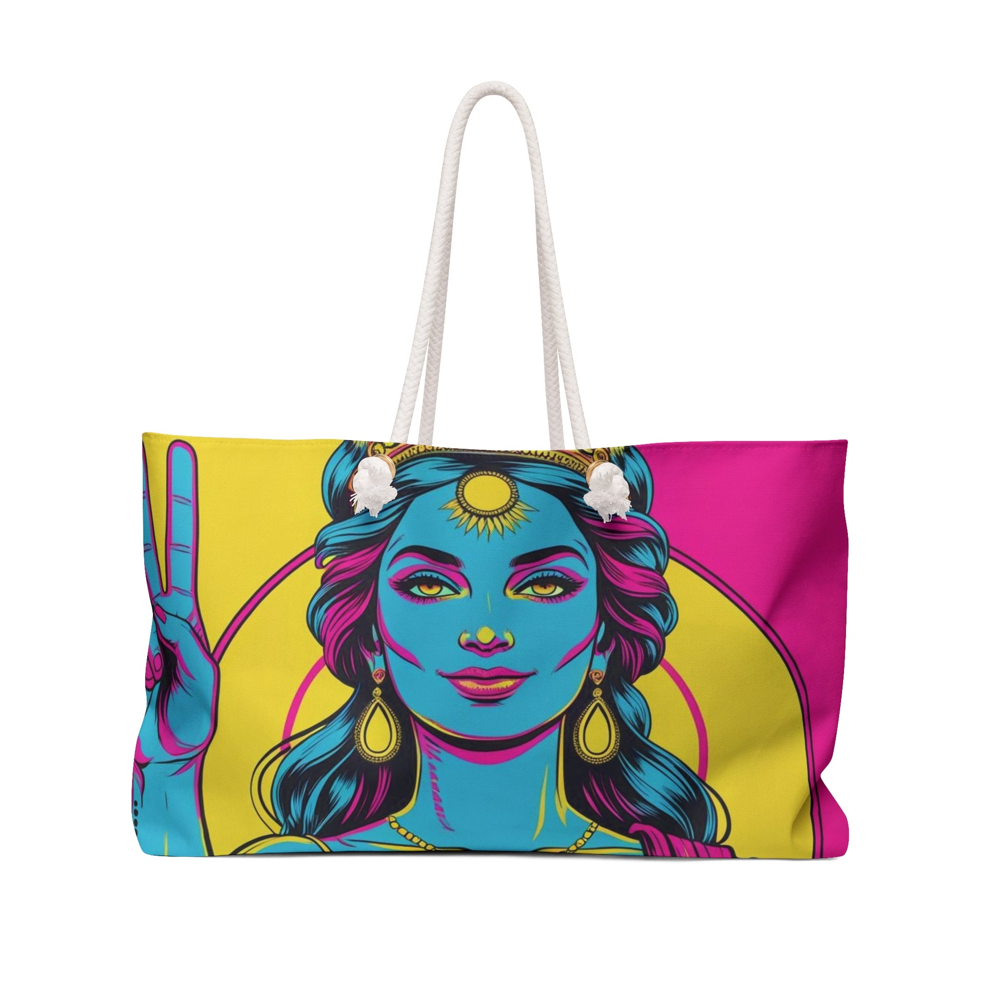 Vibrant Goddess Weekender Bag - Bohemian Tote, Travel Bag, Beach Bag, Yoga Bag, Festival Accessory