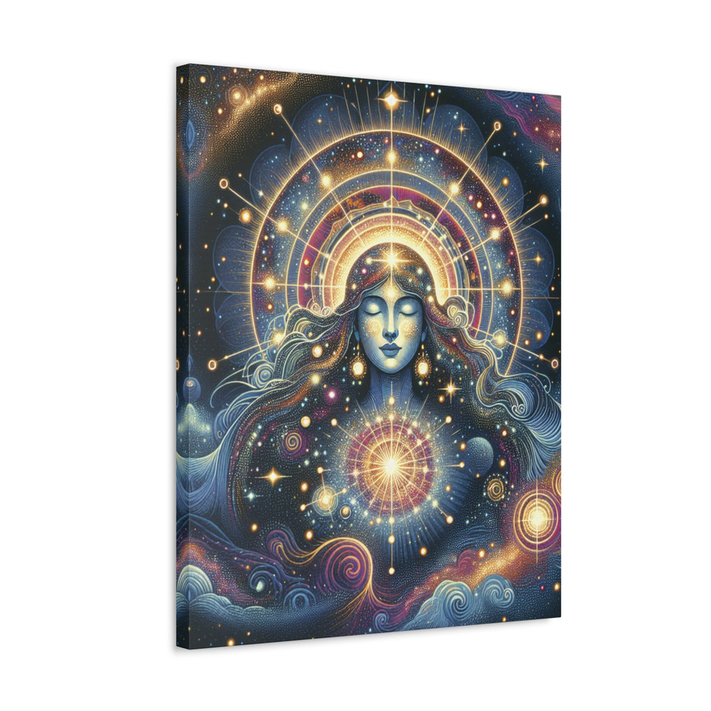 Cosmic Goddess Canvas Art, Spiritual Wall Decor, Meditation Artwork, Mystical Home Decor, Gift for Dreamers