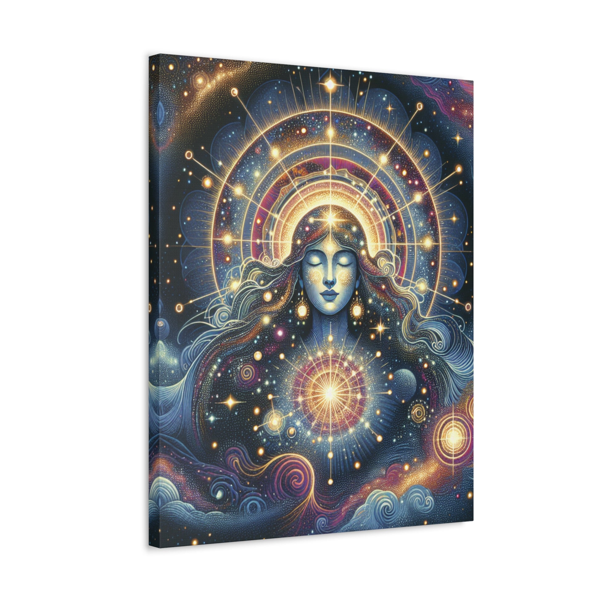 Cosmic Goddess Canvas Art, Spiritual Wall Decor, Meditation Artwork, Mystical Home Decor, Gift for Dreamers