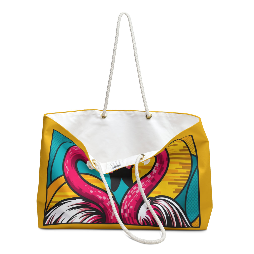 Vibrant Flamingo Pop Art Weekender Bag - Perfect for Beach Days, Travel, Gifts, Summer Vibes, Pool Days, Family Outings