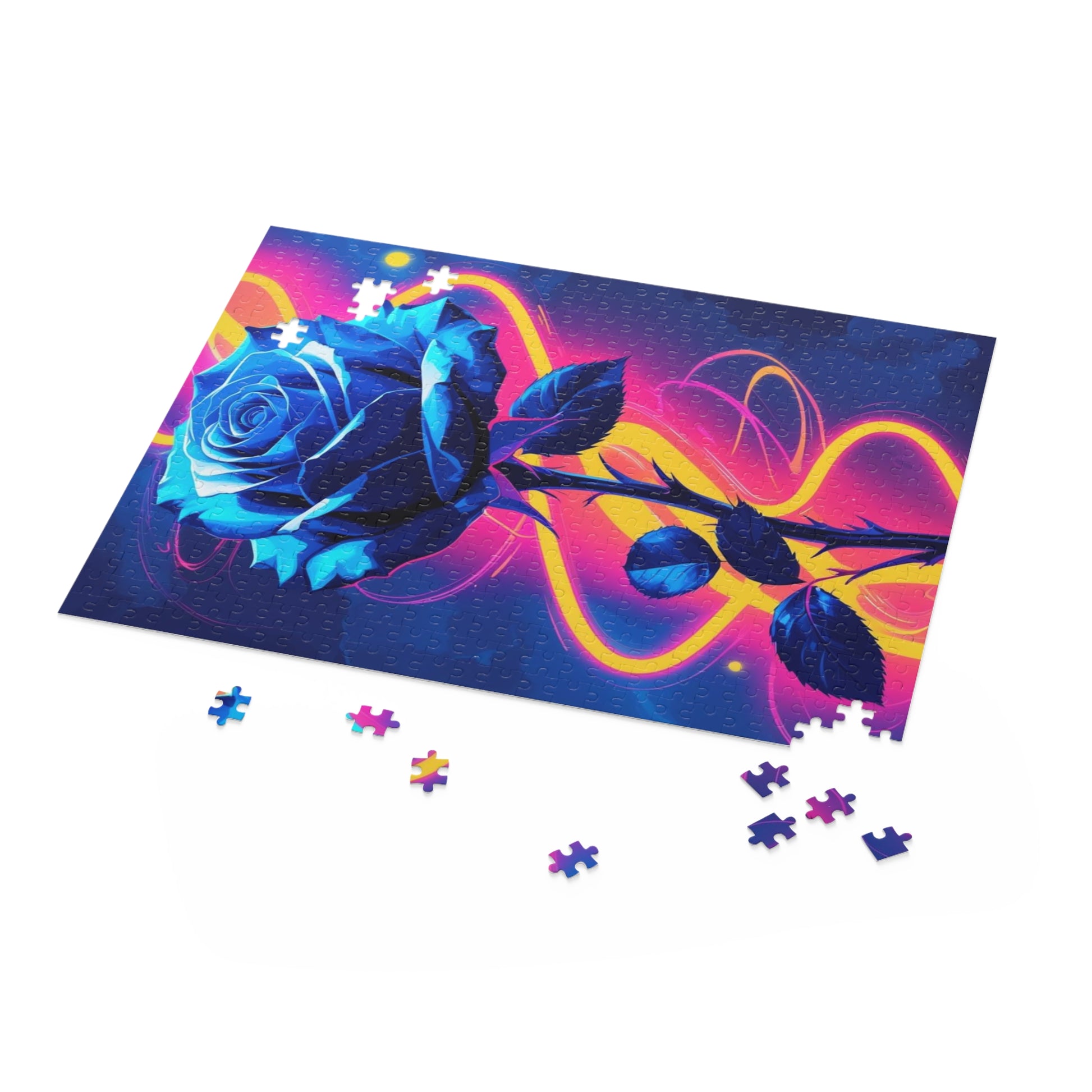 Vibrant Blue Rose Puzzle - 120, 252, 500-Piece Jigsaw, Floral Decor, Gift for Garden Lovers, Relaxing Activity, Home Decor