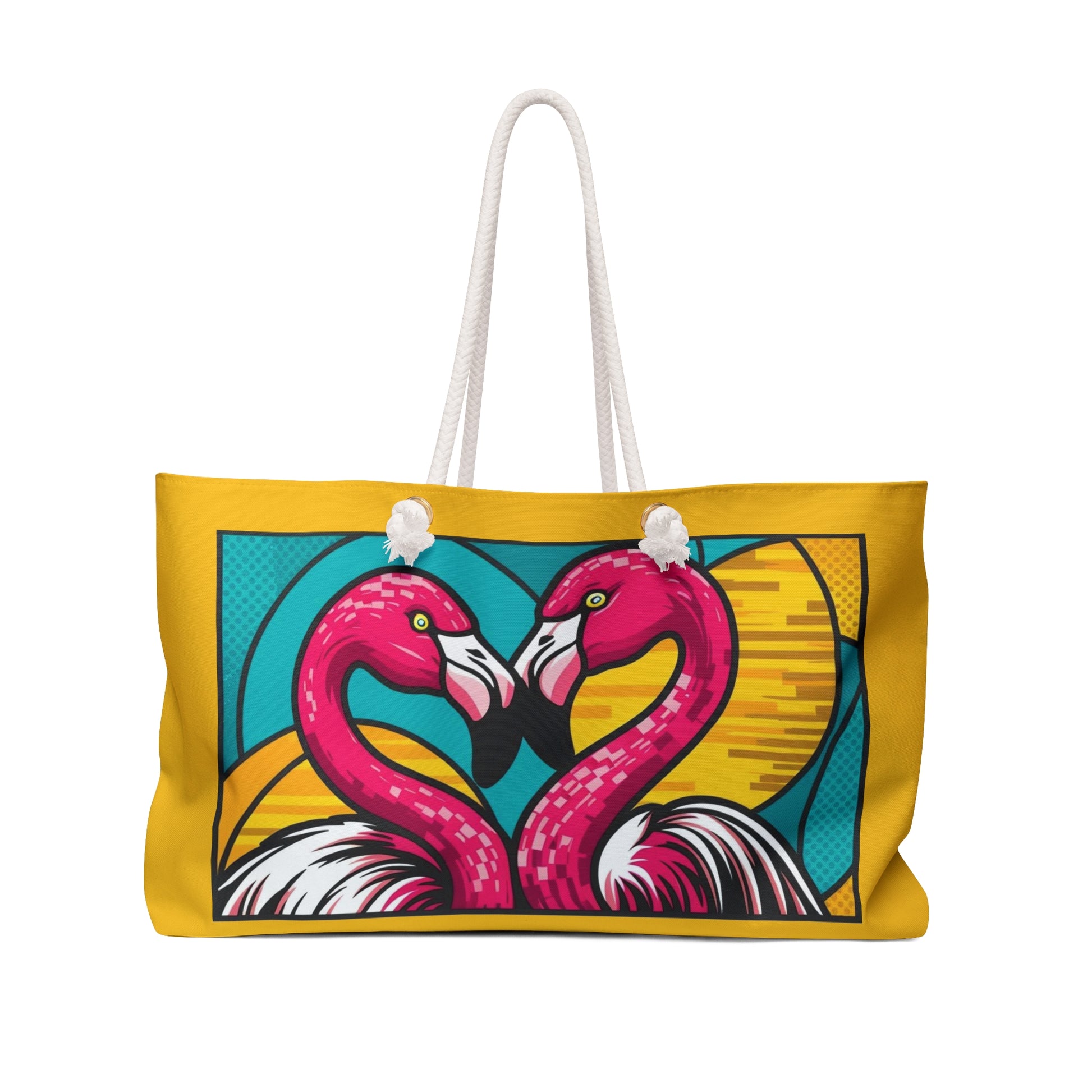 Vibrant Flamingo Pop Art Weekender Bag - Perfect for Beach Days, Travel, Gifts, Summer Vibes, Pool Days, Family Outings