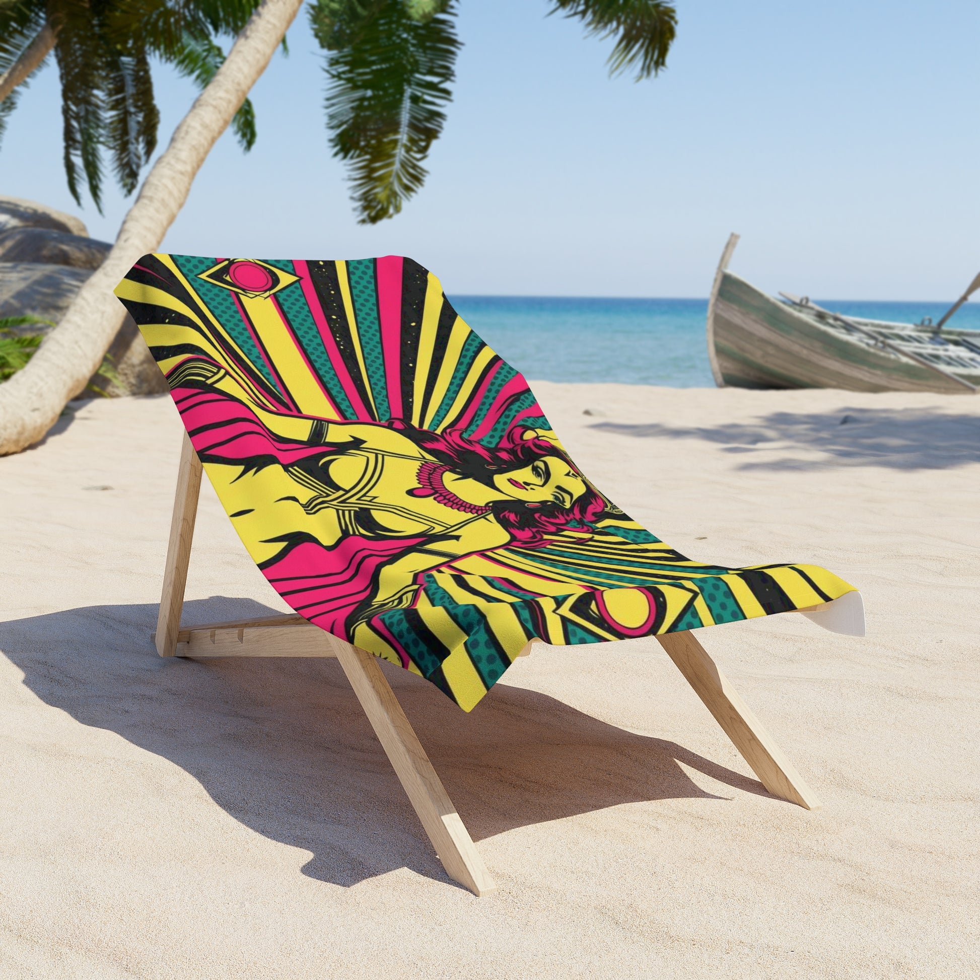 Bold Retro Pop Art Beach Towel - Vibrant Summer Accessory, Ideal for Pool Days & Beach Trips, Fun Gift for Superhero Fans