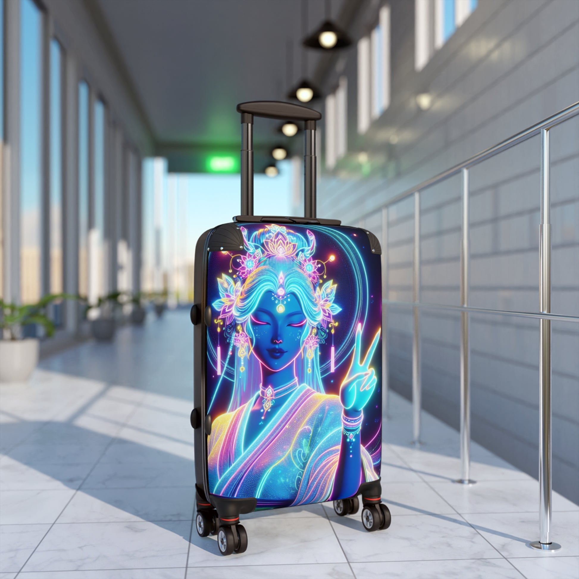 Vibrant Travel Suitcase with Glowing Design, Luggage for Adventurers, Boho Style Bag, Stylish Carry-On for Girls, Unique Gift Idea