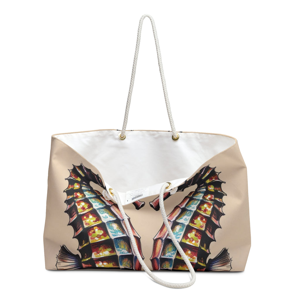 Seahorse Weekender Bag, Eco-Friendly Beach Tote, Travel Duffel for Weekend Getaways, Nautical Gift, Summer Vacation Bag