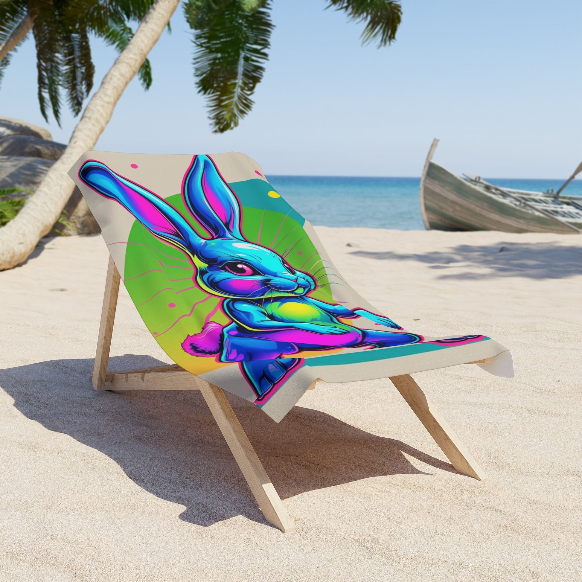Colorful Bunny Beach Towel - Fun Summer Accessory, Vibrant Poolside Essential, Perfect for Easter or Beach Days, Kids & Adults