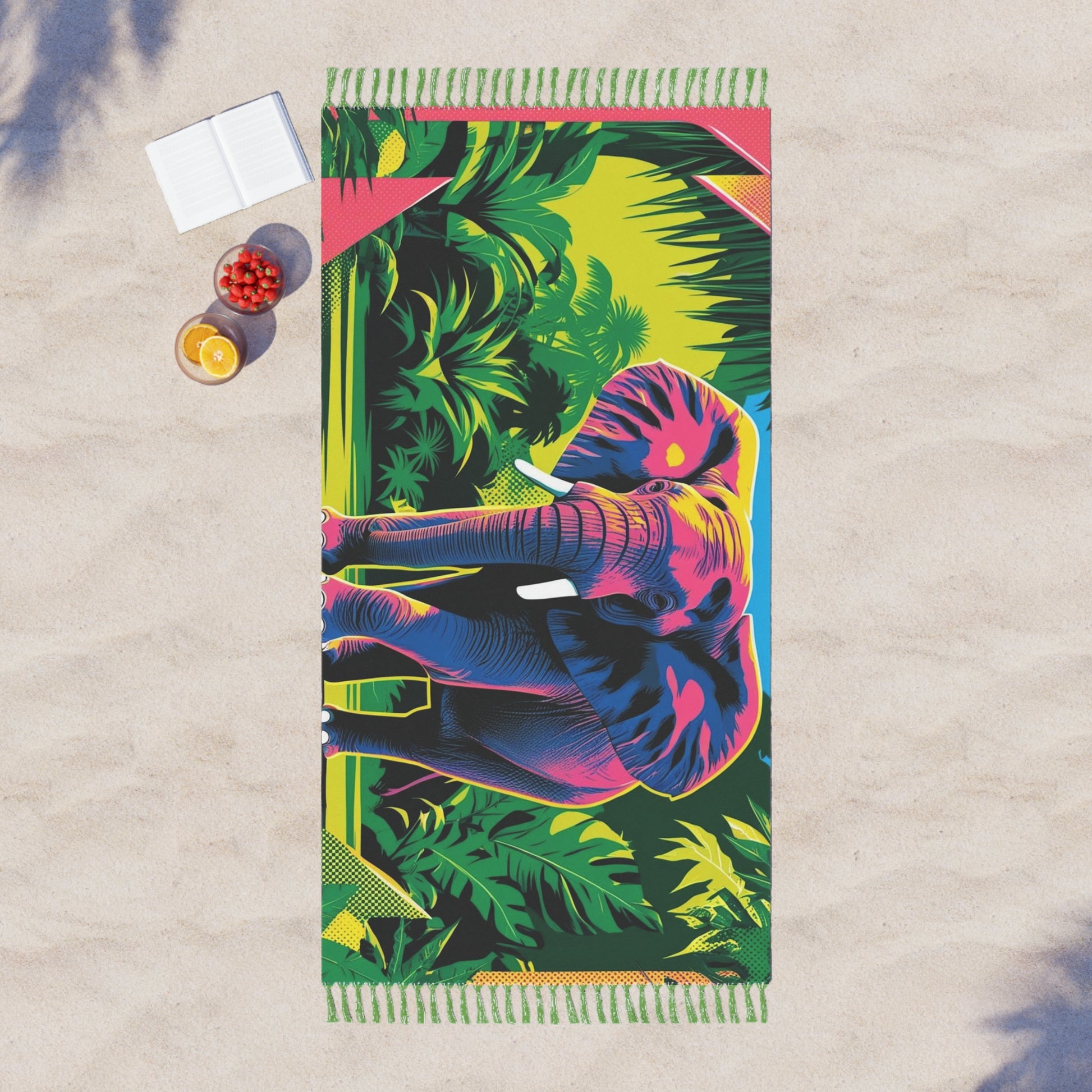Bohemian Elephant Beach Towel - Vibrant Tropical Print, Perfect for Summer, Travel, Pool Days, Beach Parties, Gifts
