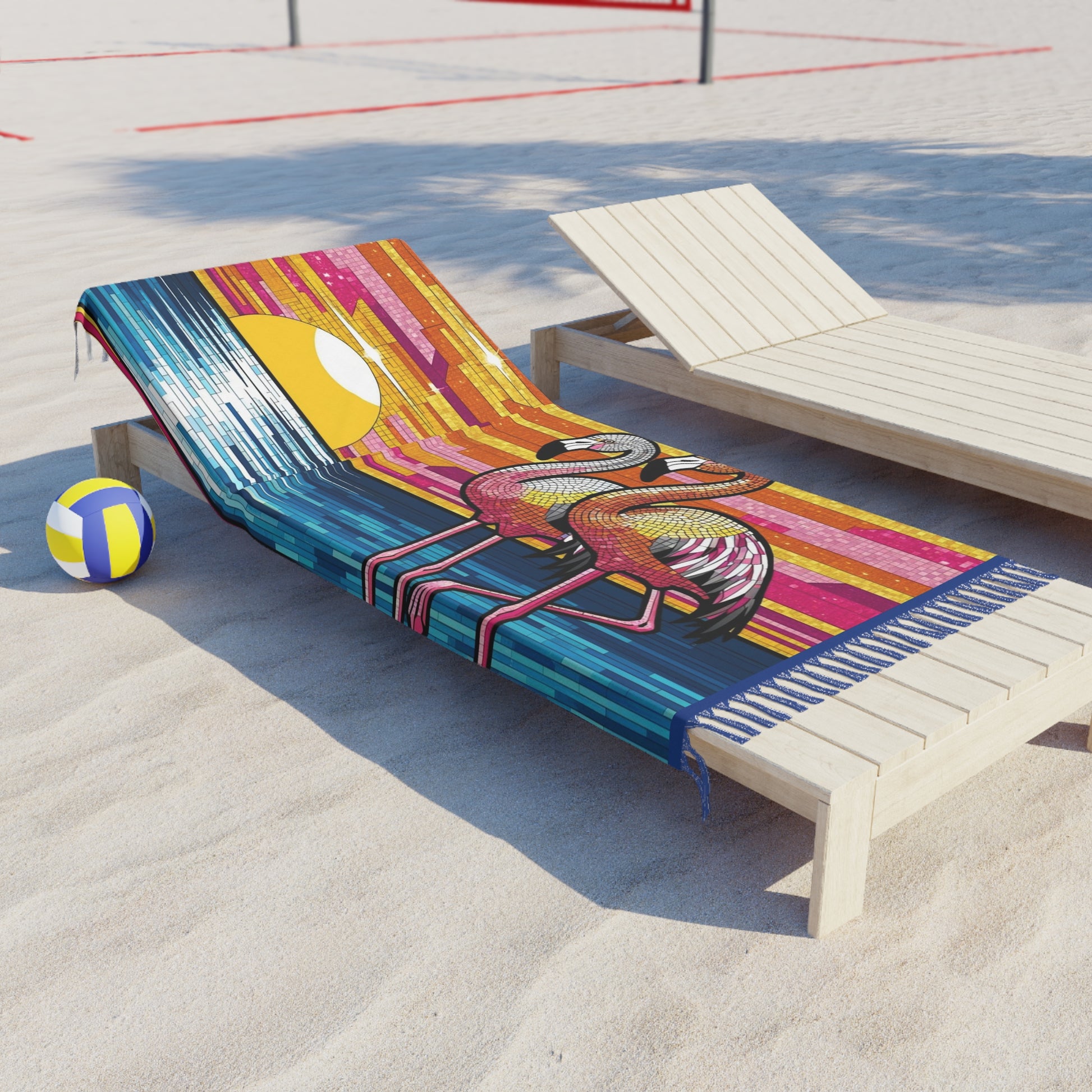 Colorful Boho Beach Towel | Vibrant Flamingo Design, Summer Fun, Tropical Vibes, Poolside Accessory, Gift for Beach Lovers