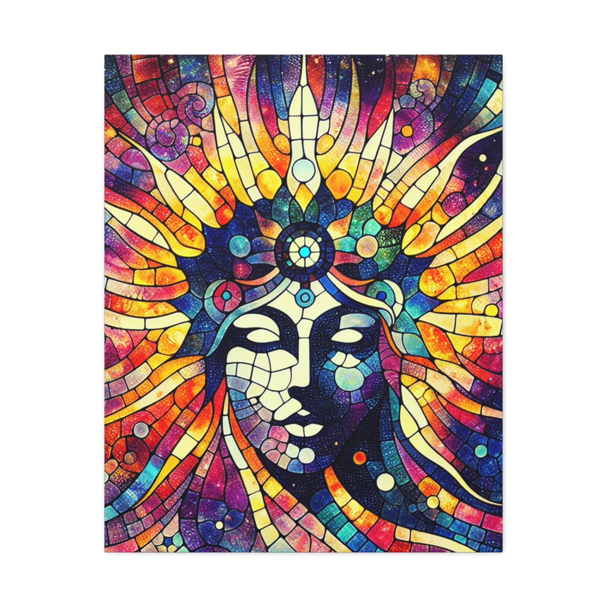 Vibrant Stretched Canvas Art | Colorful Boho Wall Decor, Spiritual Home Accent, Gift for Her, Festival Decoration, Meditation Space Art
