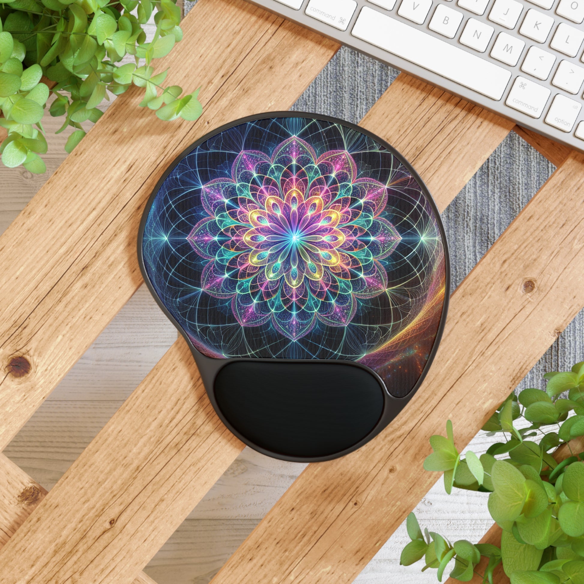 Colorful Mandala Mouse Pad with Wrist Rest, Ergonomic Desk Accessory, Home Office Decor, Gifts for Gamers, Meditation Aids