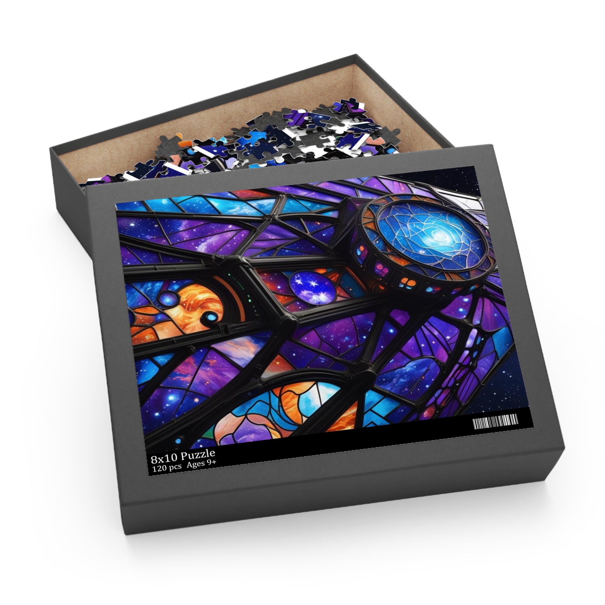 Galactic Stained Glass Spaceship Puzzle - Perfect for Space Lovers, Family Fun, Gifts, Home Décor, and Celebrations