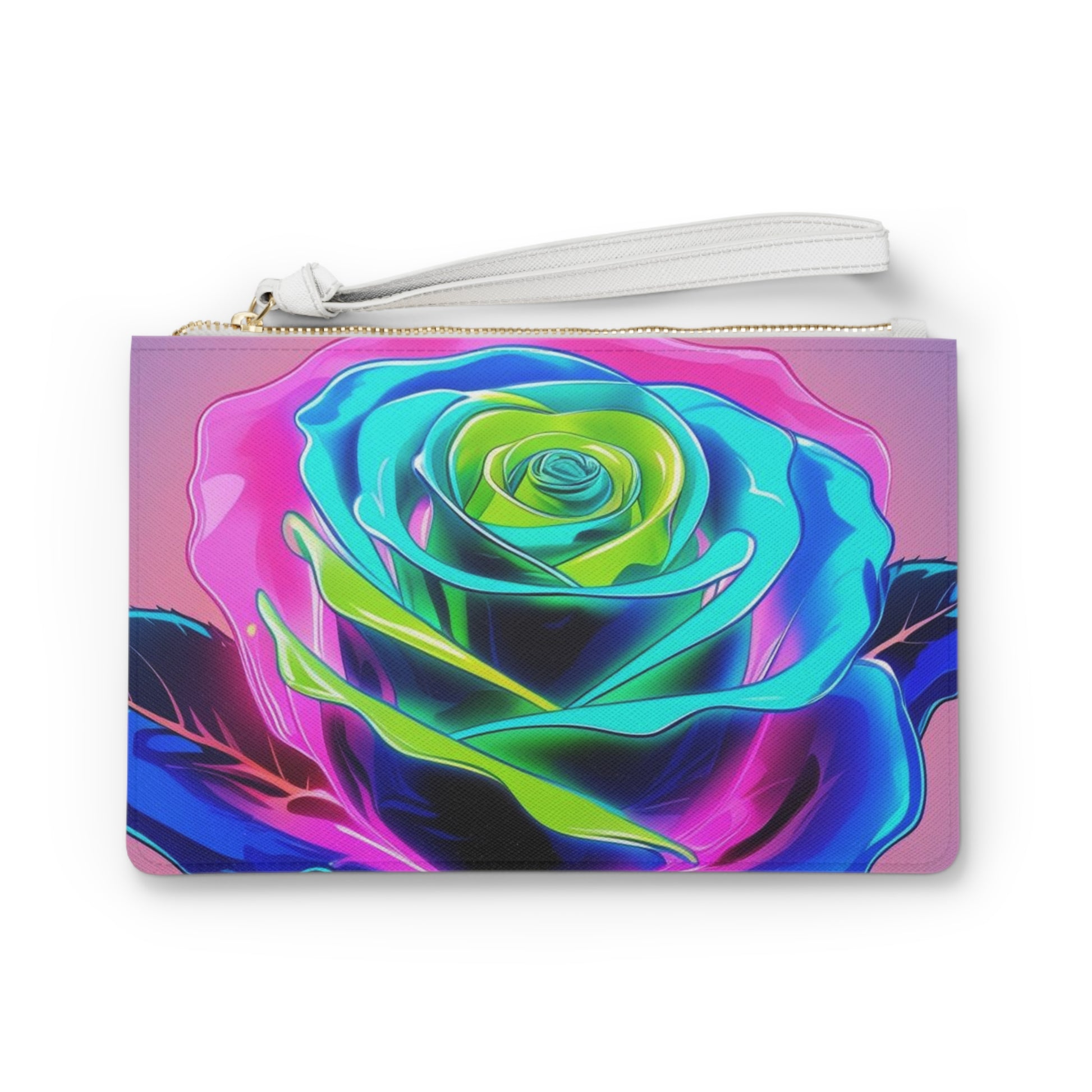 Vibrant Art Clutch Bag - Colorful Rose and Alien Designs, Perfect Gift for Parties, Festivals, and Everyday Use