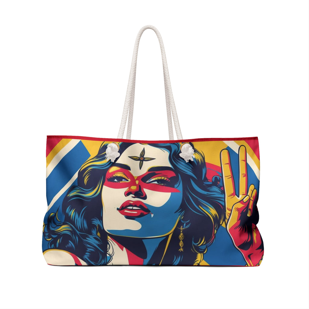 Bold Divine Feminine Graphic Weekender Bag, Boho Tote, Travel Essentials, Beach Bag, Festival Style, Statement Accessory, Gift Idea