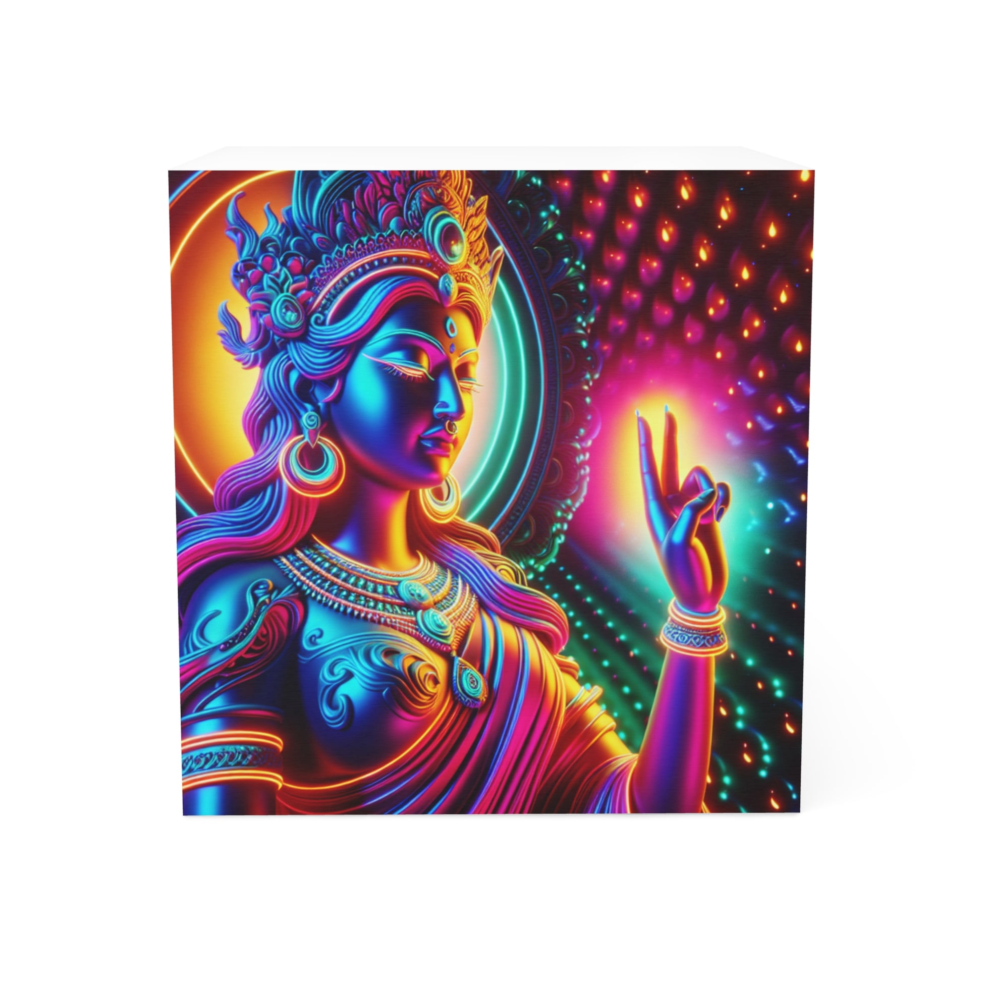 Vibrant Note Cube with Goddess Design, Colorful Sticky Notes, Spiritual Office Supplies, Gift for Meditation Lovers, Unique Desk Accessories