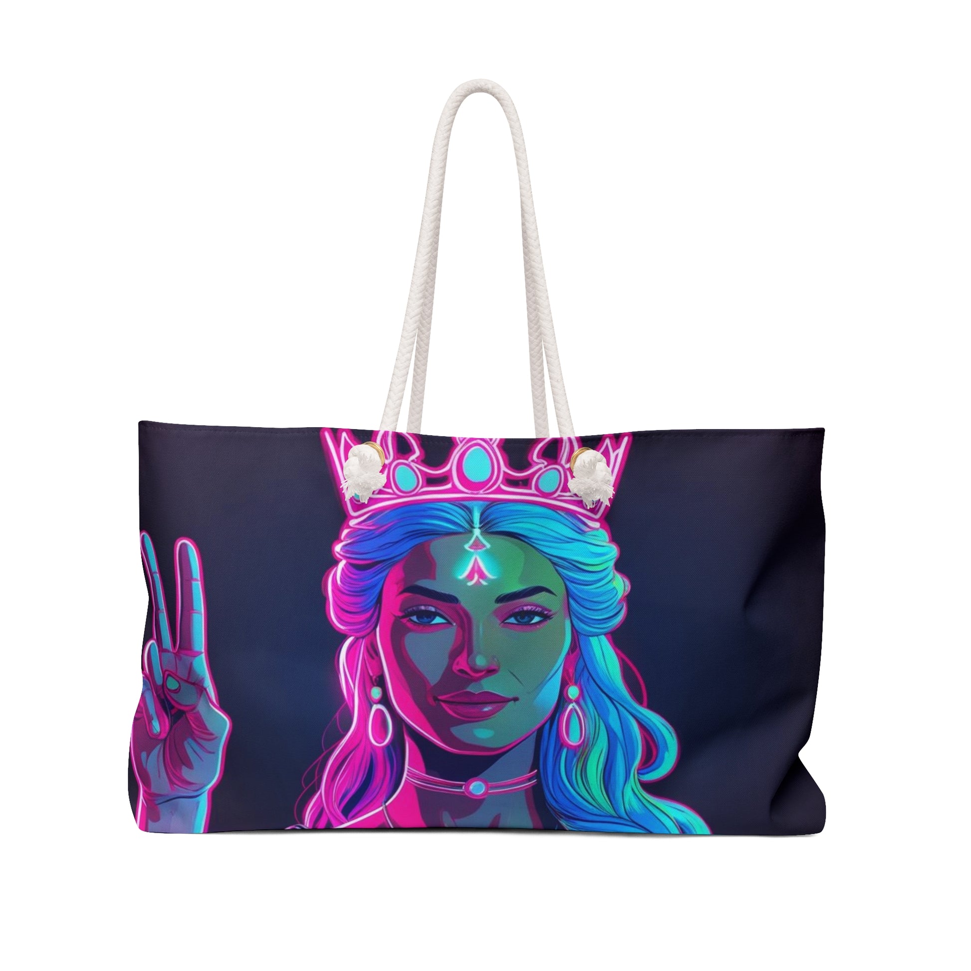 Bold Queen Weekender Bag - Stylish Travel Tote for Weekend Getaways, Beach Days, Festivals, Gifts for Her, Statement Accessories
