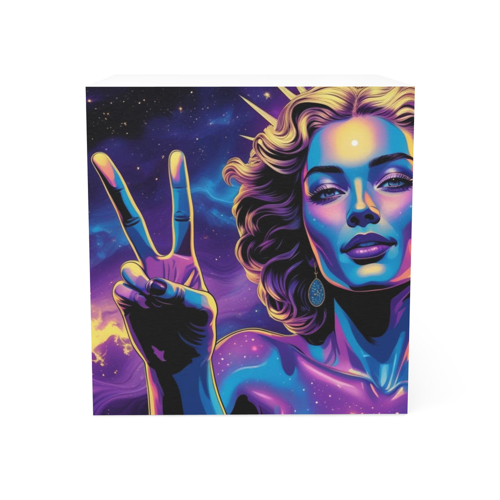 Galactic Vibes Note Cube, Inspirational Desk Organizer, Space Artwork Stationery, Cosmic Gift for Dreamers, Unique Office Decor