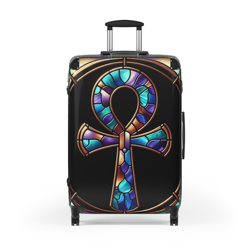 Vibrant Travel Suitcase with Ankh Design, Luggage for Vacation, Adventure, Unique Gift for Travelers, Summer Trips, Stylish Carry-On