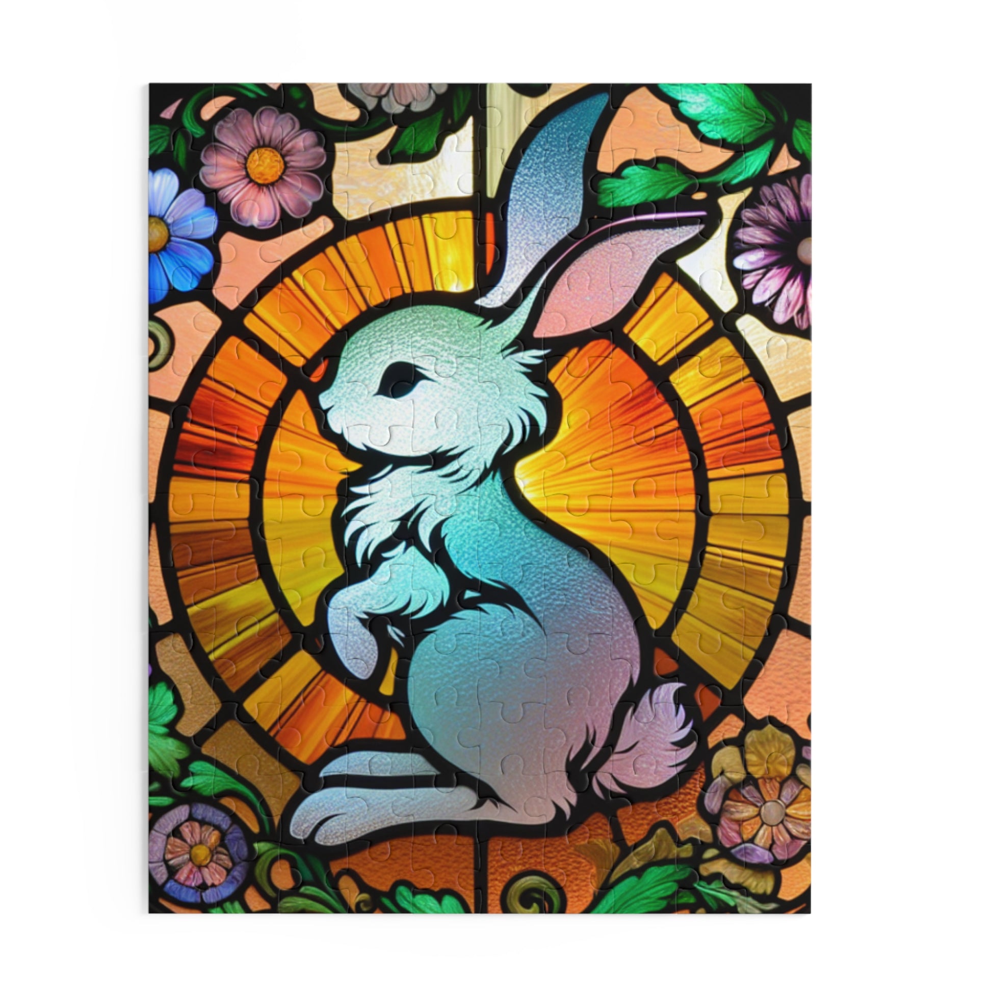 Stained Glass Bunny Puzzle - Perfect for Spring, Easter Decorations, Family Fun, Art Lovers, Unique Gift Idea
