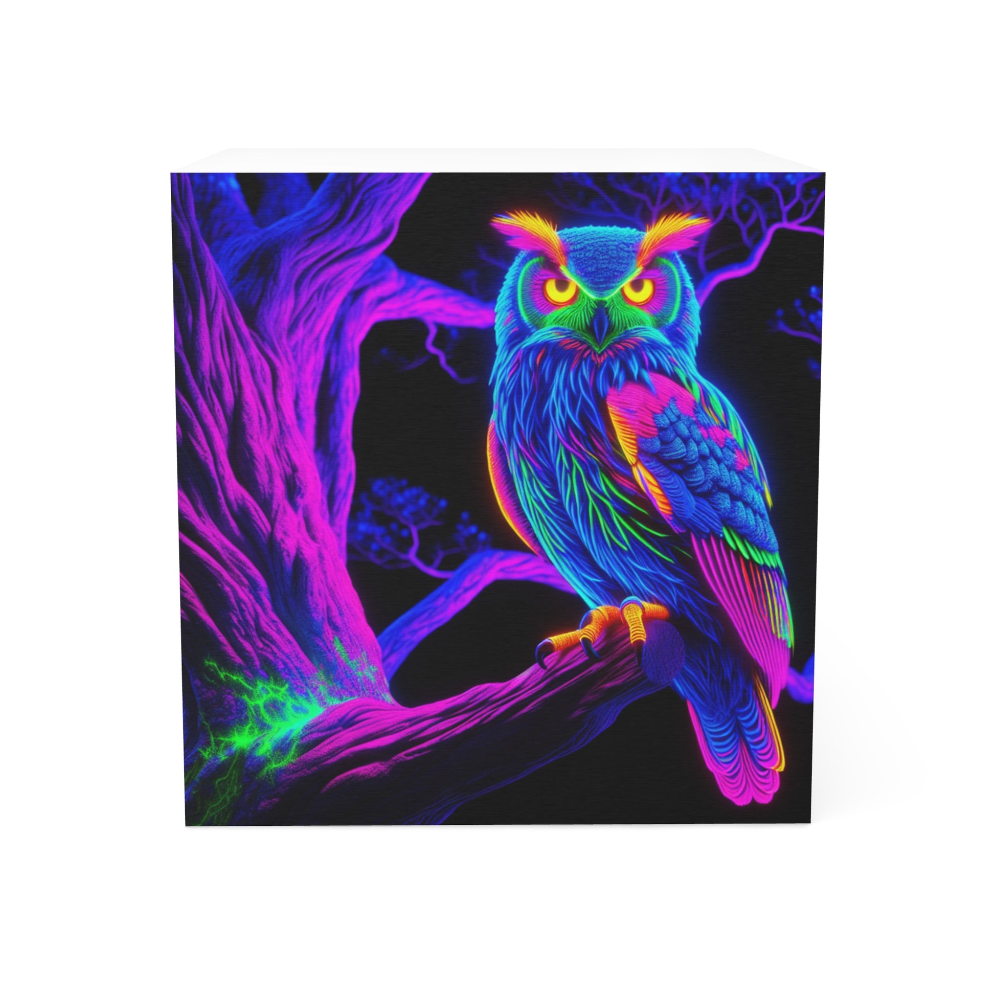 Neon Owl Note Cube - Colorful Desk Organizer, Gifts for Students, Office Decor, Colorful Stationery, Creative Writing Supplies