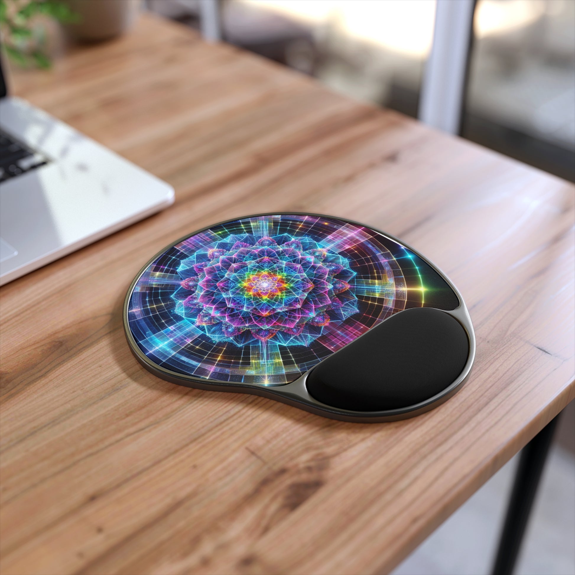 Colorful Floral Mandala Mouse Pad with Wrist Rest, Ergonomic Desk Accessory, Gamer Gift, Office Decor, Work From Home Essentials