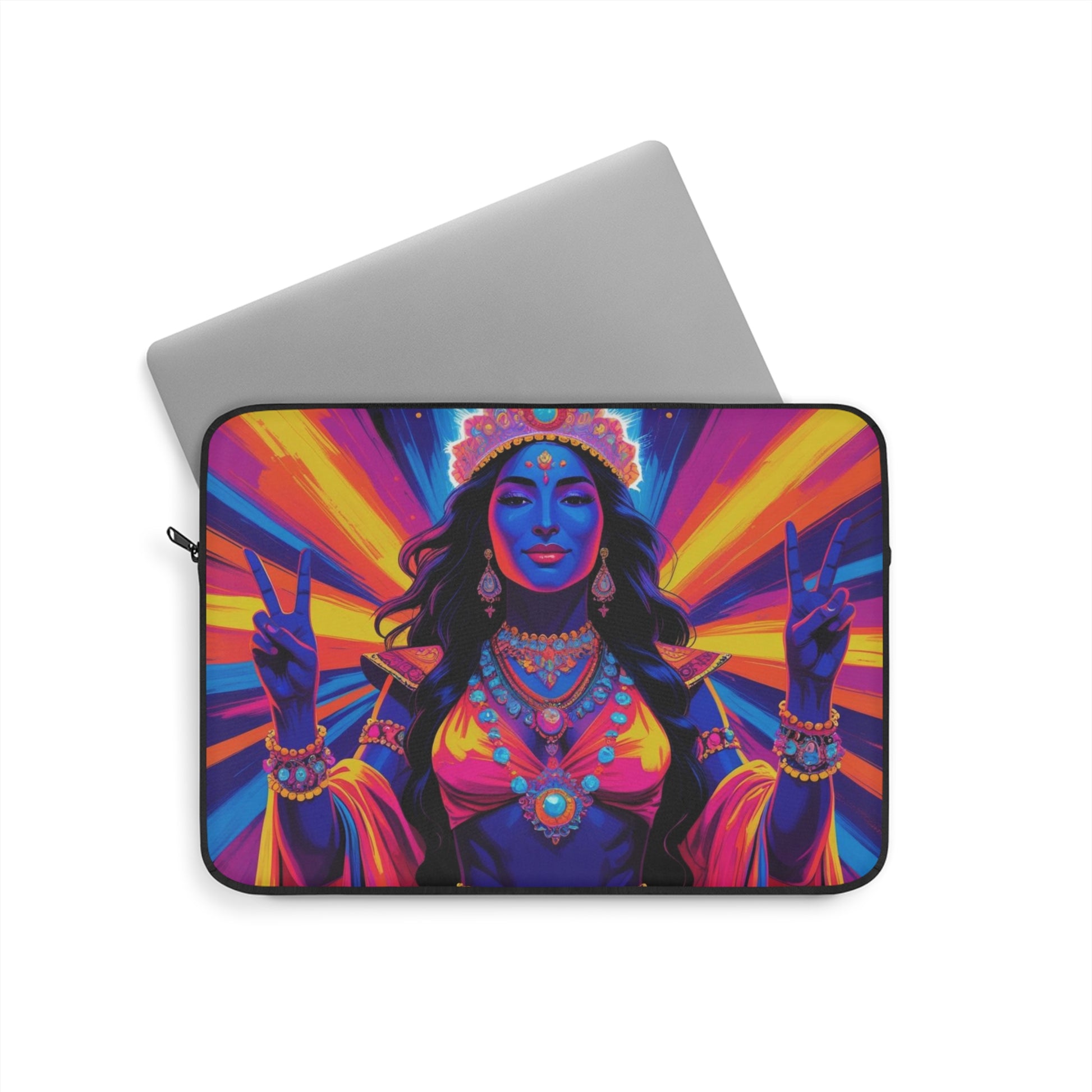 Vibrant Goddess Laptop Sleeve, Bohemian Tech Case, Colorful Artsy Computer Sleeve, Festive Laptop Bag, Unique Gift for Her